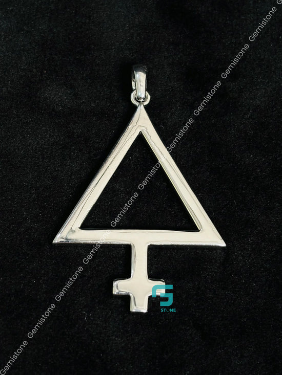 Solid 925 Sterling Silver Alchemy Sulfur Pendant For Unisex