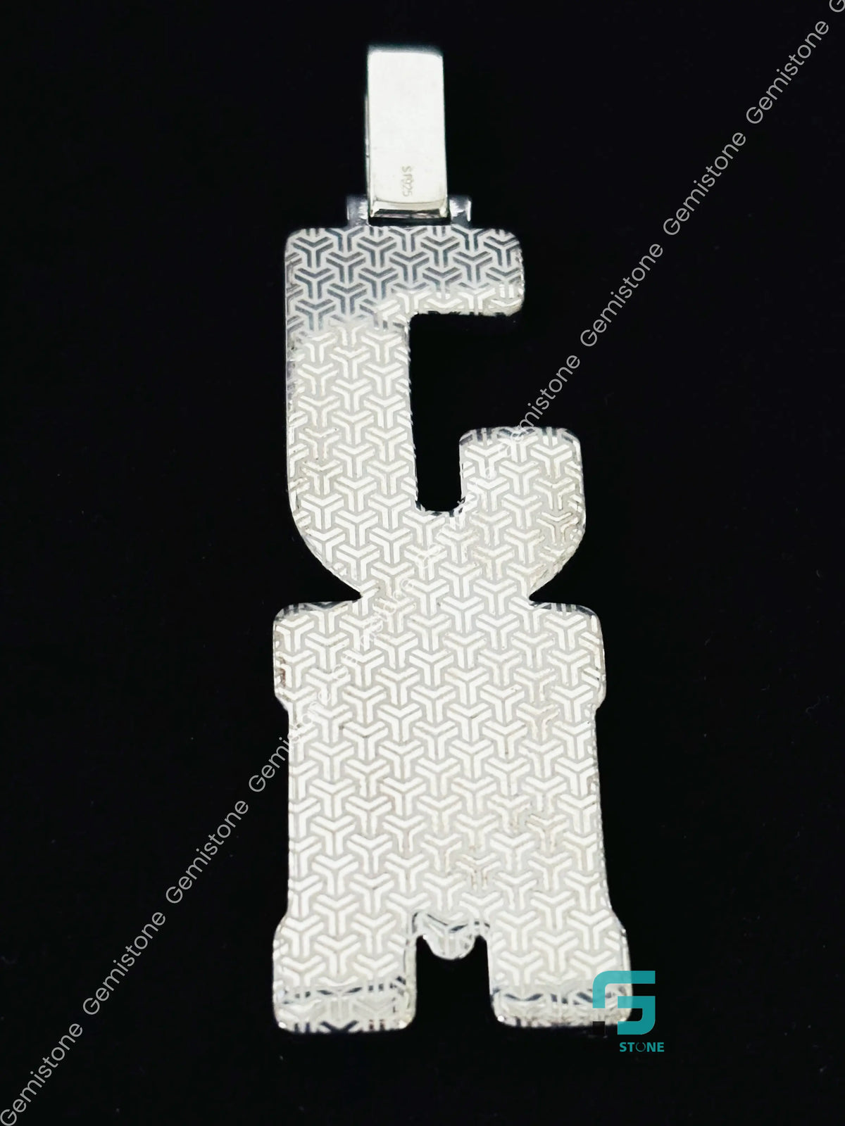 925 Silver Iced Out Vertical Moissanite Custom Letter Pendant