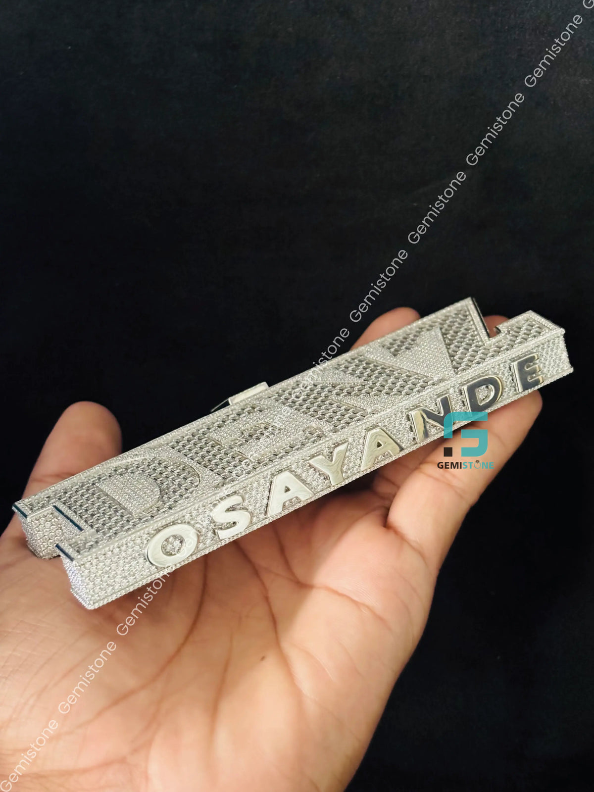 Baguette & Round Moissanite Name DENZ Rappers Pendant