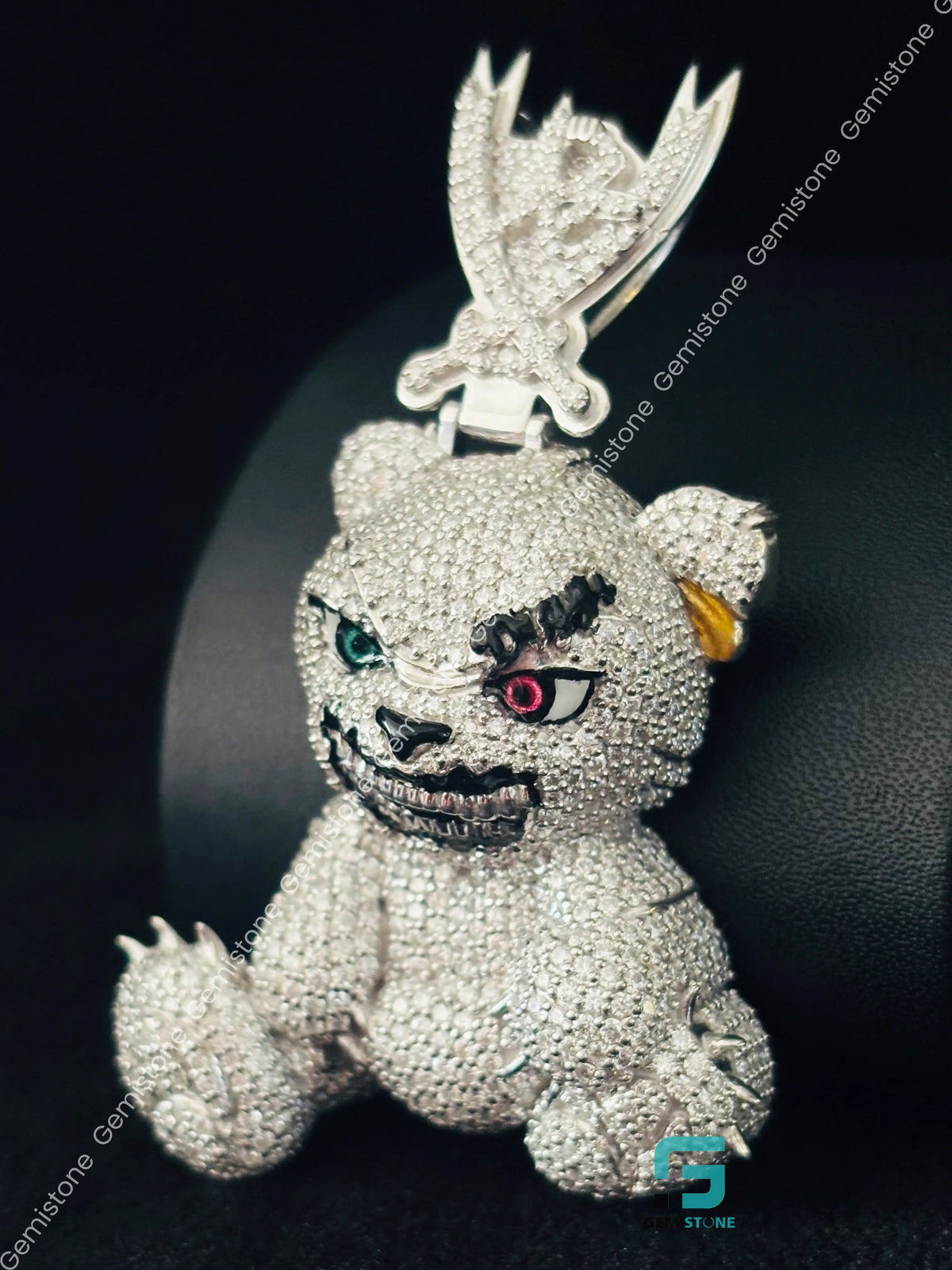 Enamel Cartoon Face Rapper Moissanite Charm Pendant