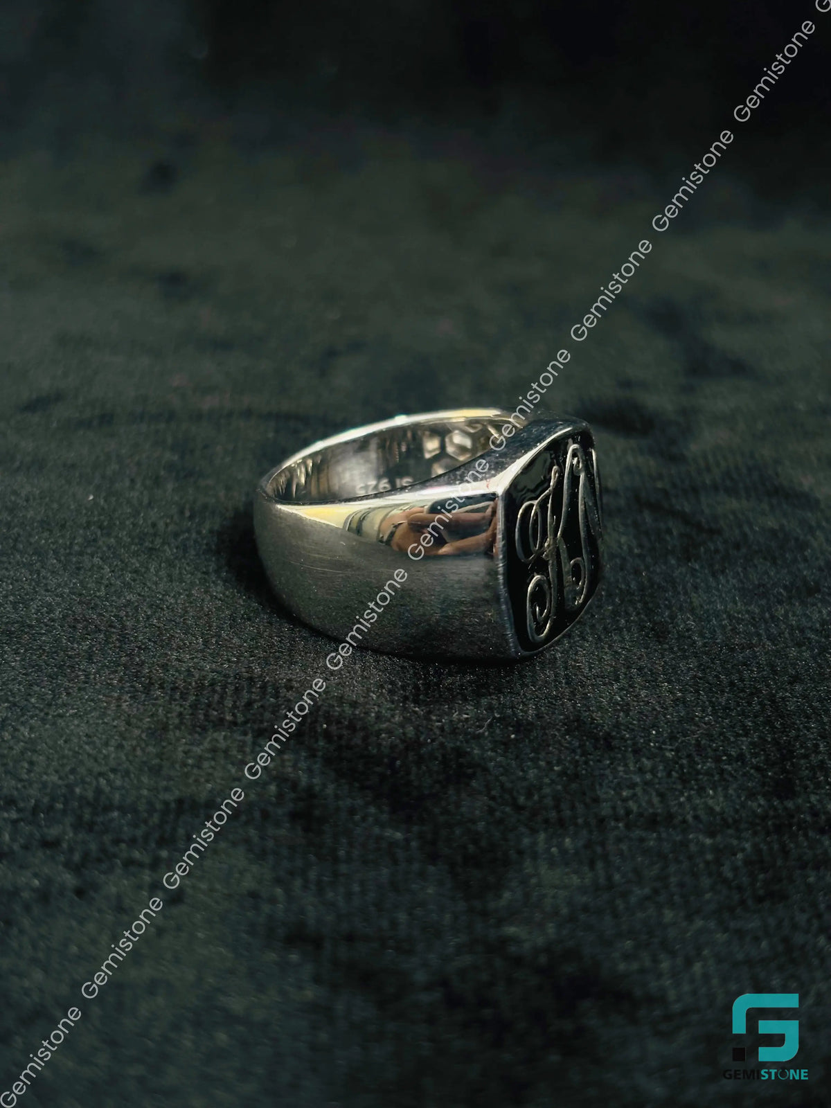 Custom Alaphabet Letter 925 Sterling Silver Ring For Men