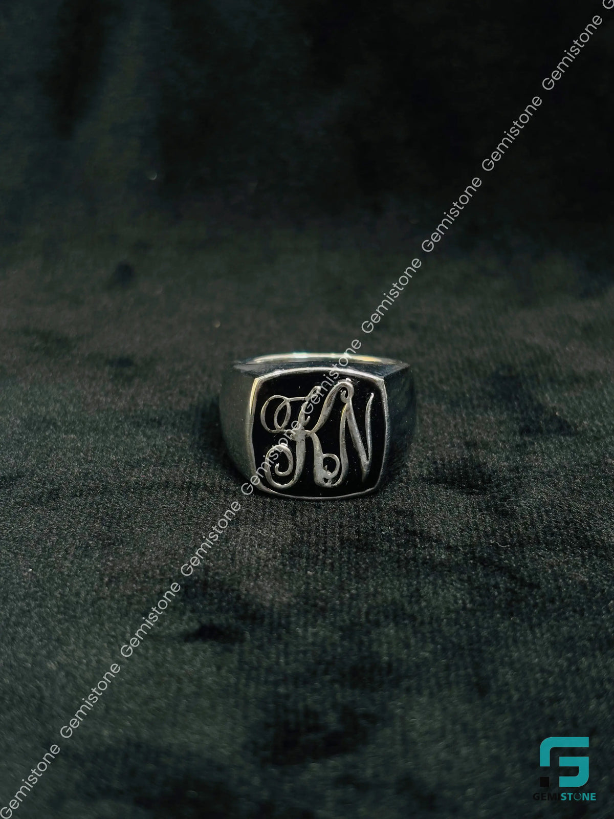 Custom Alaphabet Letter 925 Sterling Silver Ring For Men