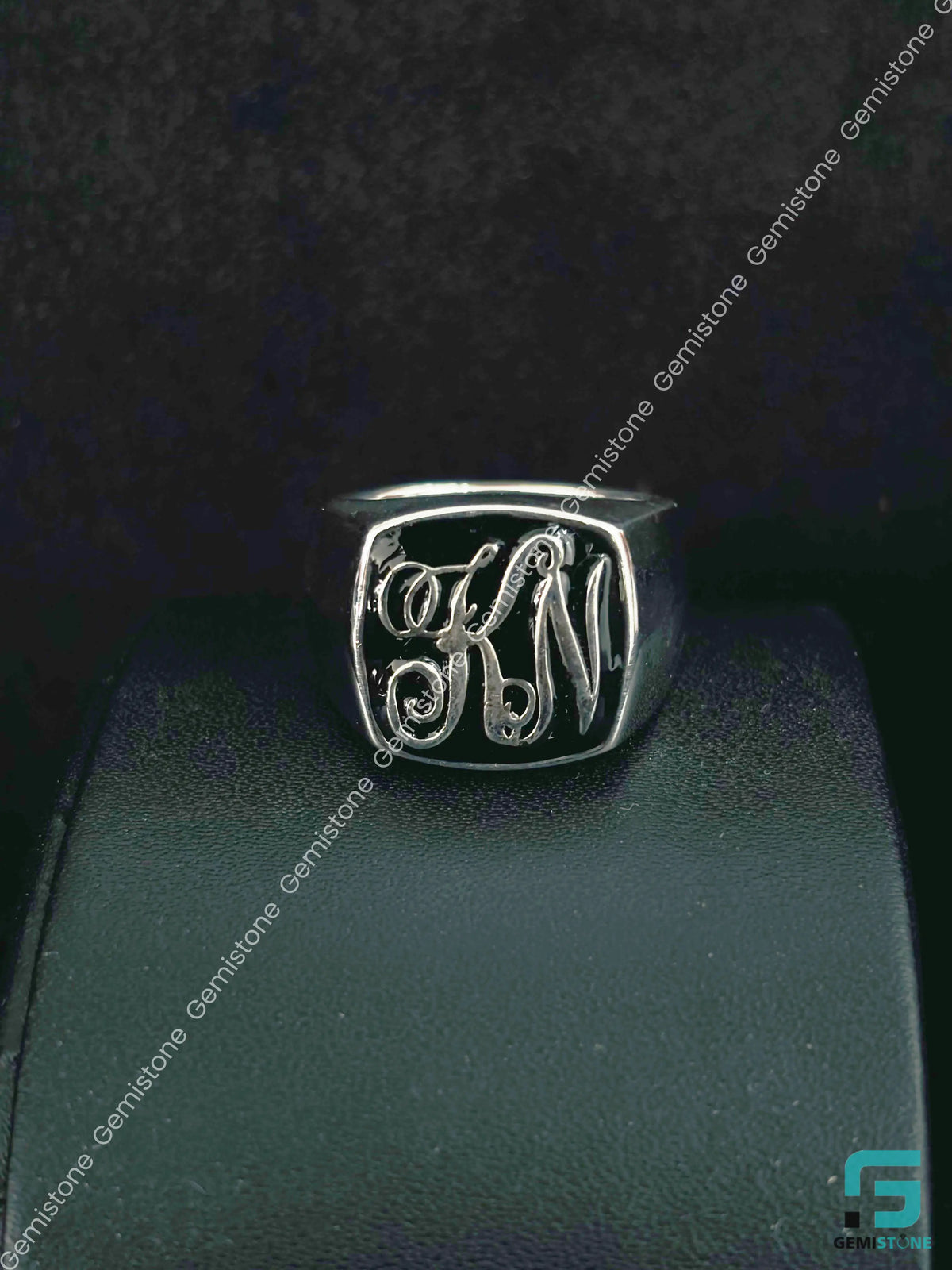 Custom Alaphabet Letter 925 Sterling Silver Ring For Men