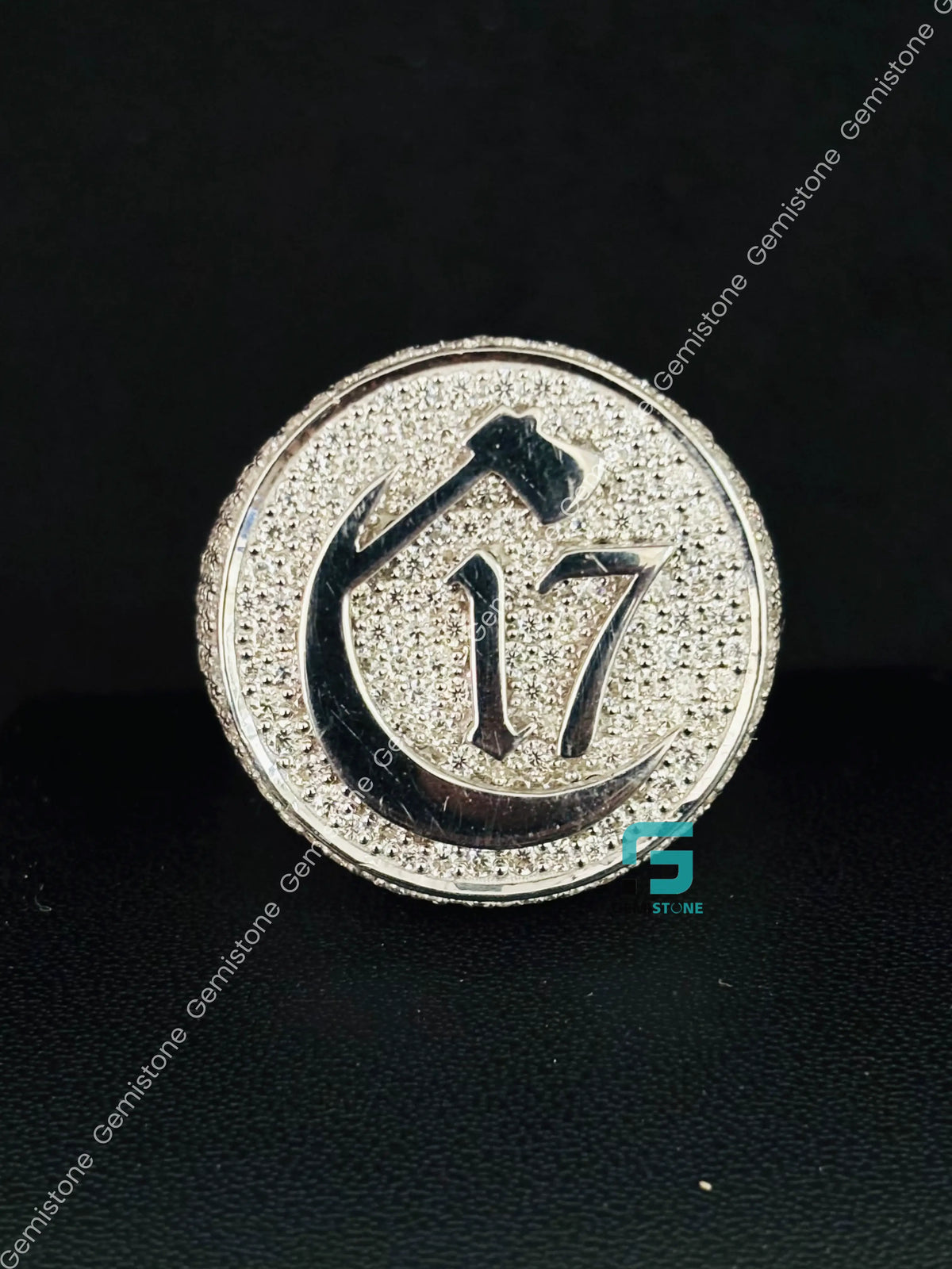 C 17 Studded Moissanite Hip Hop Moissanite Rappers Ring
