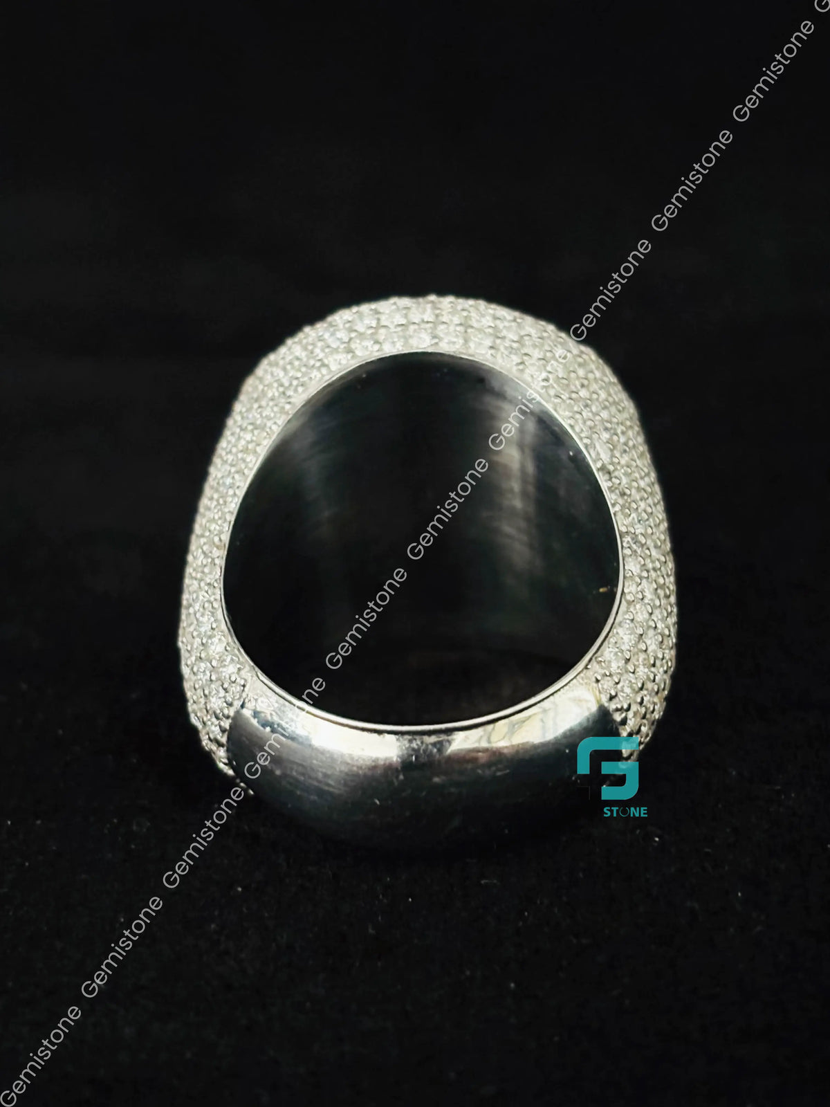 C 17 Studded Moissanite Hip Hop Moissanite Rappers Ring