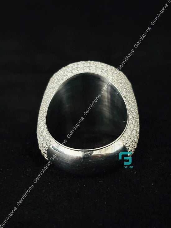 C 17 Studded Moissanite Hip Hop Moissanite Rappers Ring