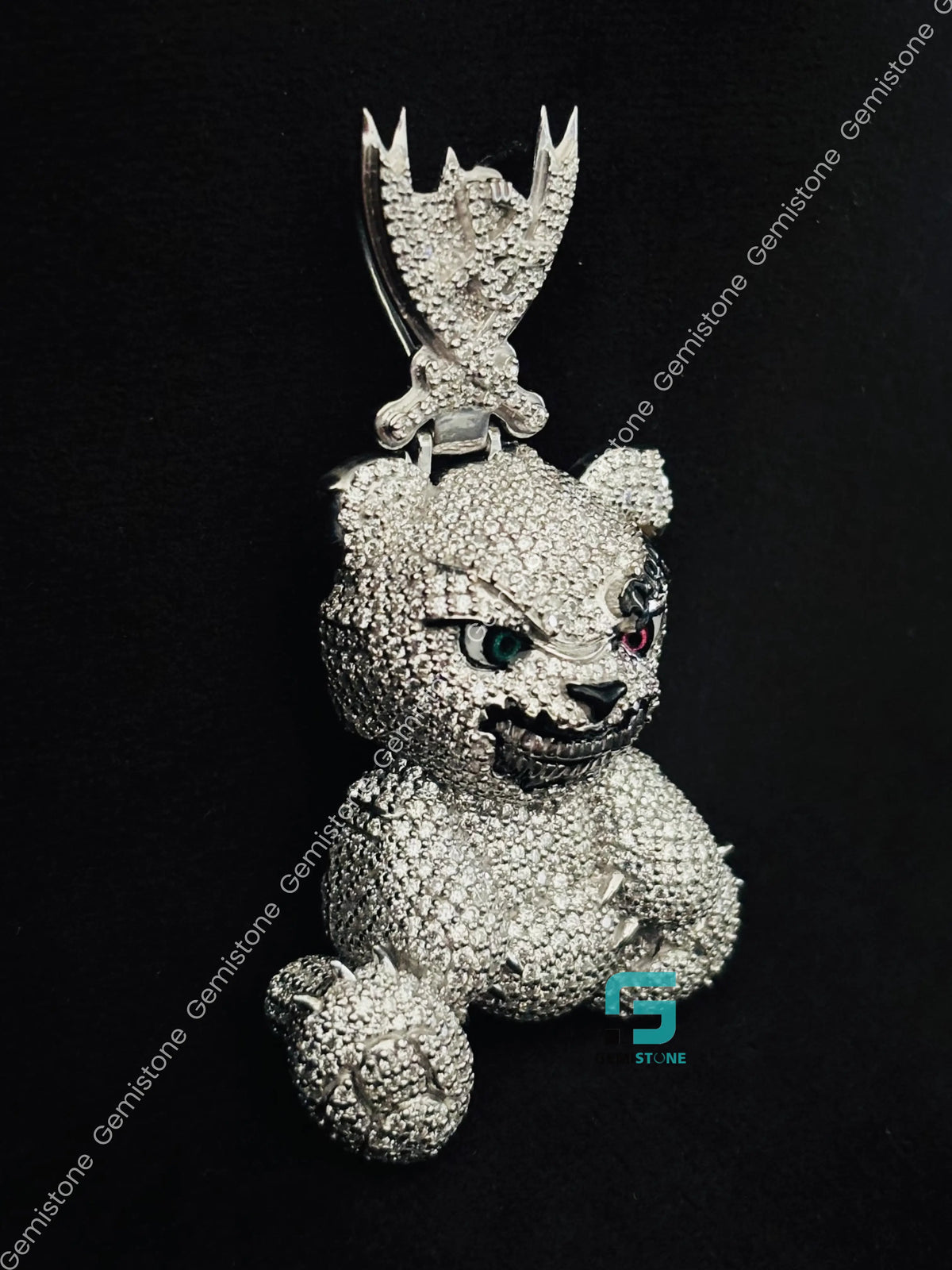 Enamel Cartoon Face Rapper Moissanite Charm Pendant