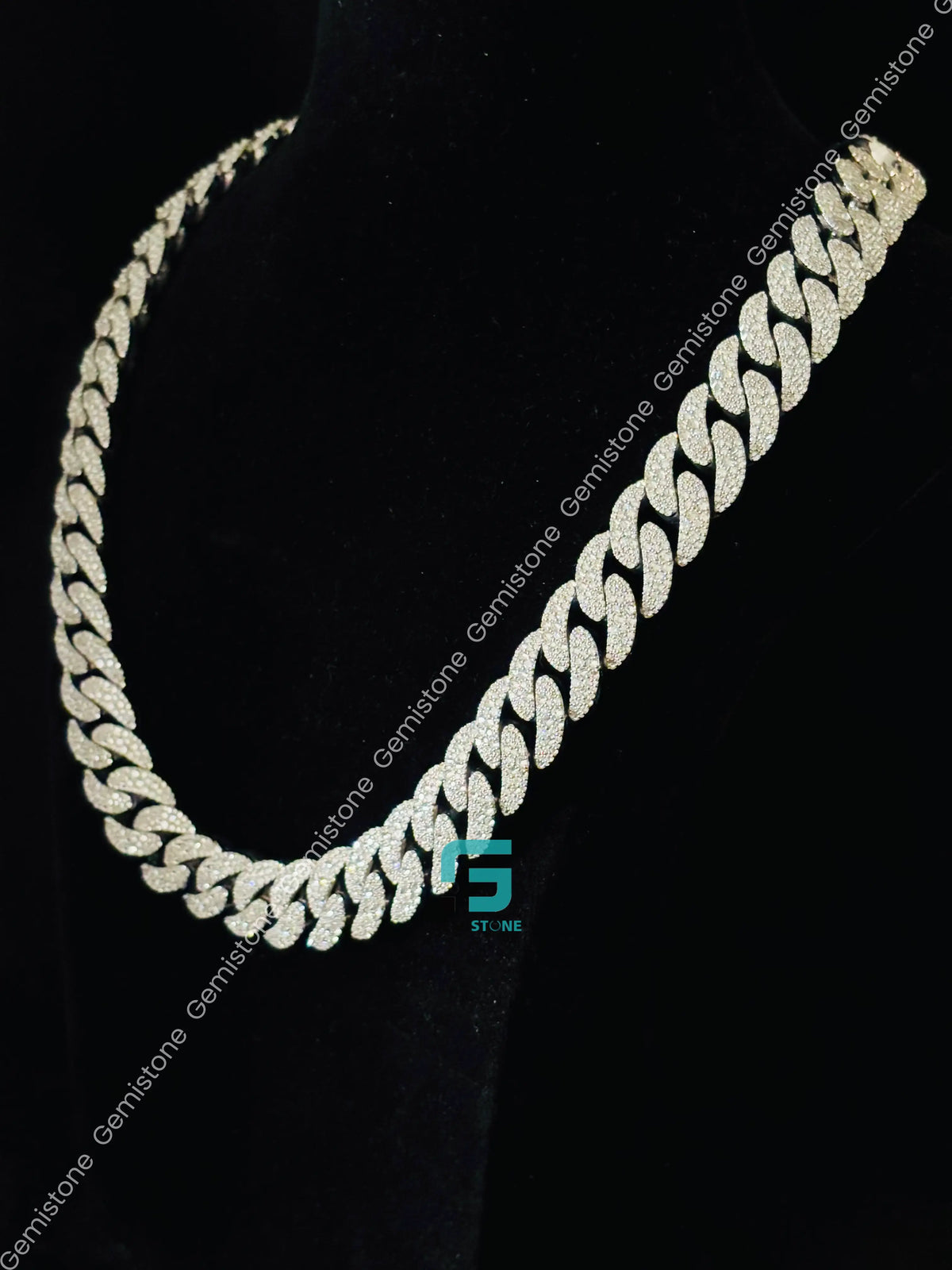 18MM Cuban Link Star Shape Clasp Moissanite Rappers Chain