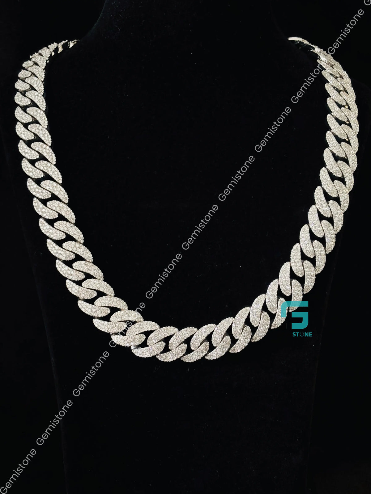 18MM Cuban Link Star Shape Clasp Moissanite Rappers Chain