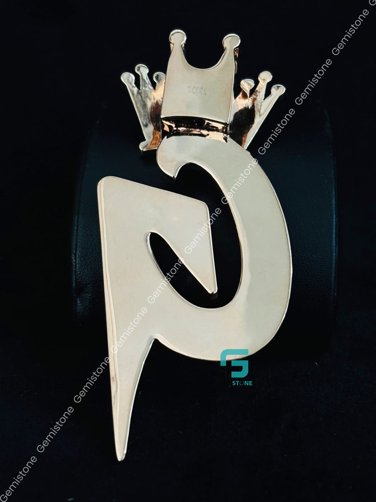 925 Silver Alphabet Letter Moissanite Crown Iced Out Pendant