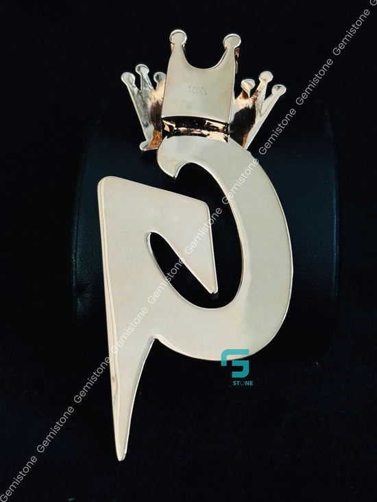 925 Silver Alphabet Letter Moissanite Crown Iced Out Pendant