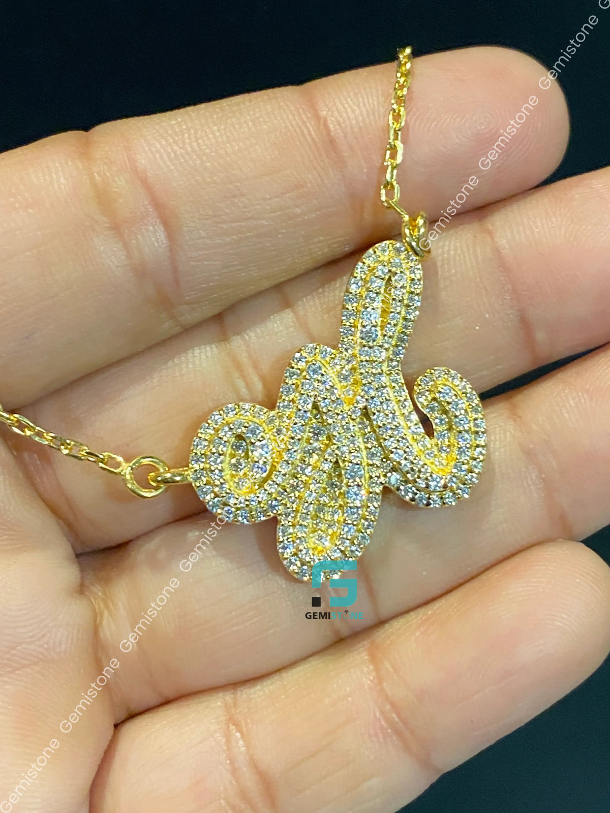 Custom Alphabet Letter Moissanite Charm Pendant For Women