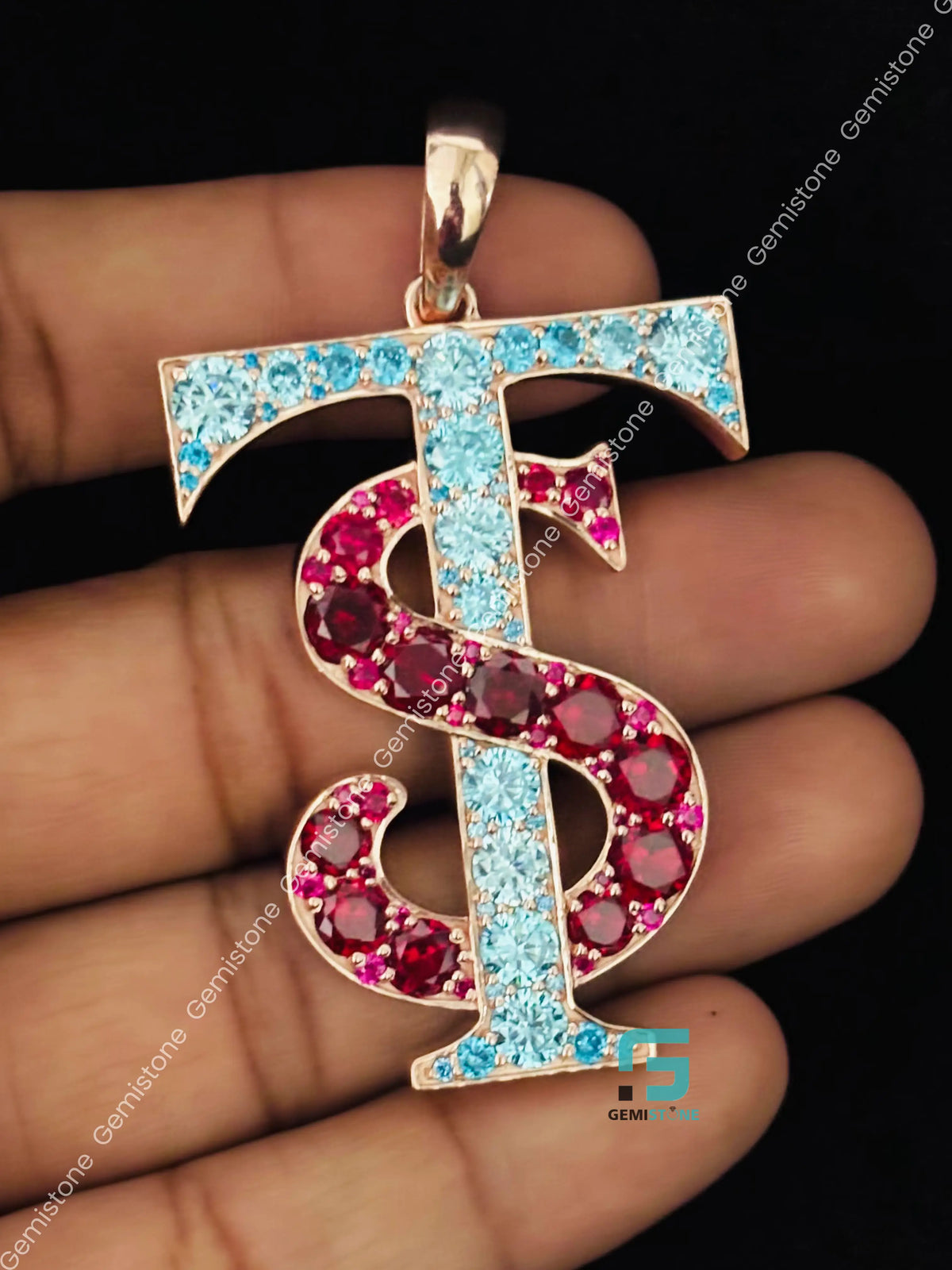 Custom Alphabet Letter Color Diamond Bust Down Pendant