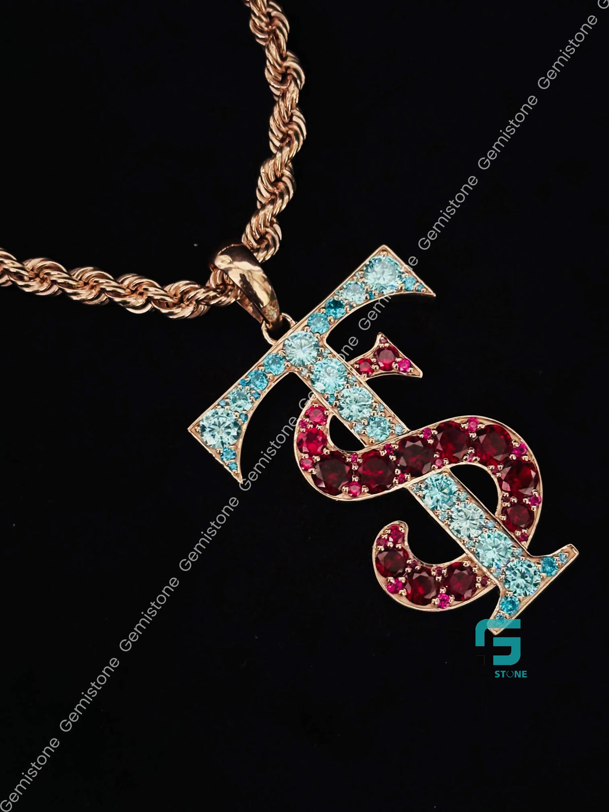Custom Alphabet Letter Color Diamond Bust Down Pendant