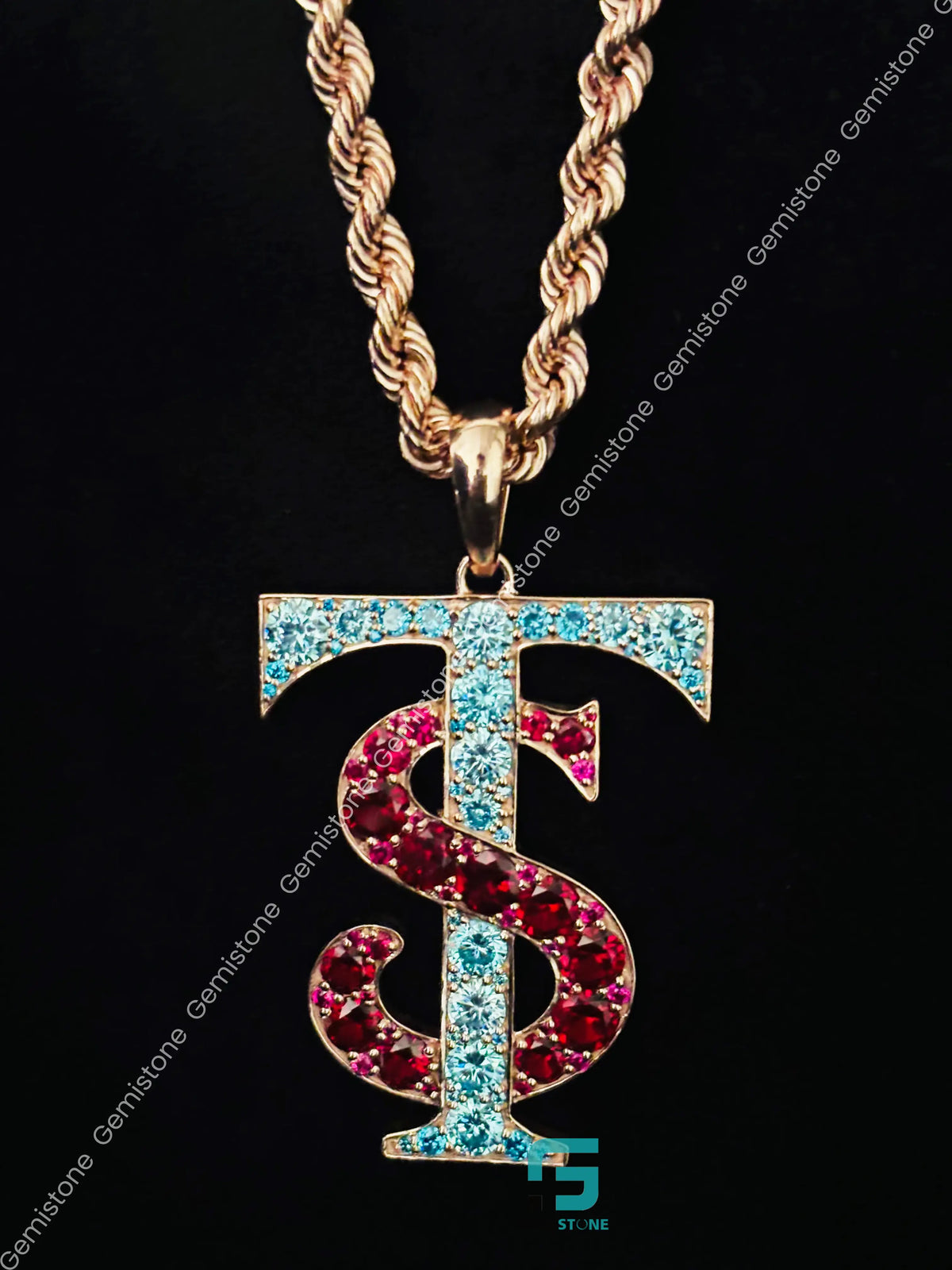 Custom Alphabet Letter Color Diamond Bust Down Pendant