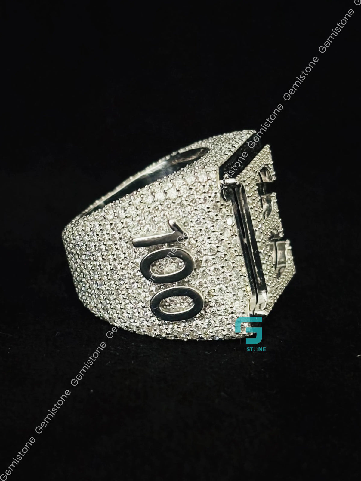 Custom Letter and Number Moissanite Iced Out Ring