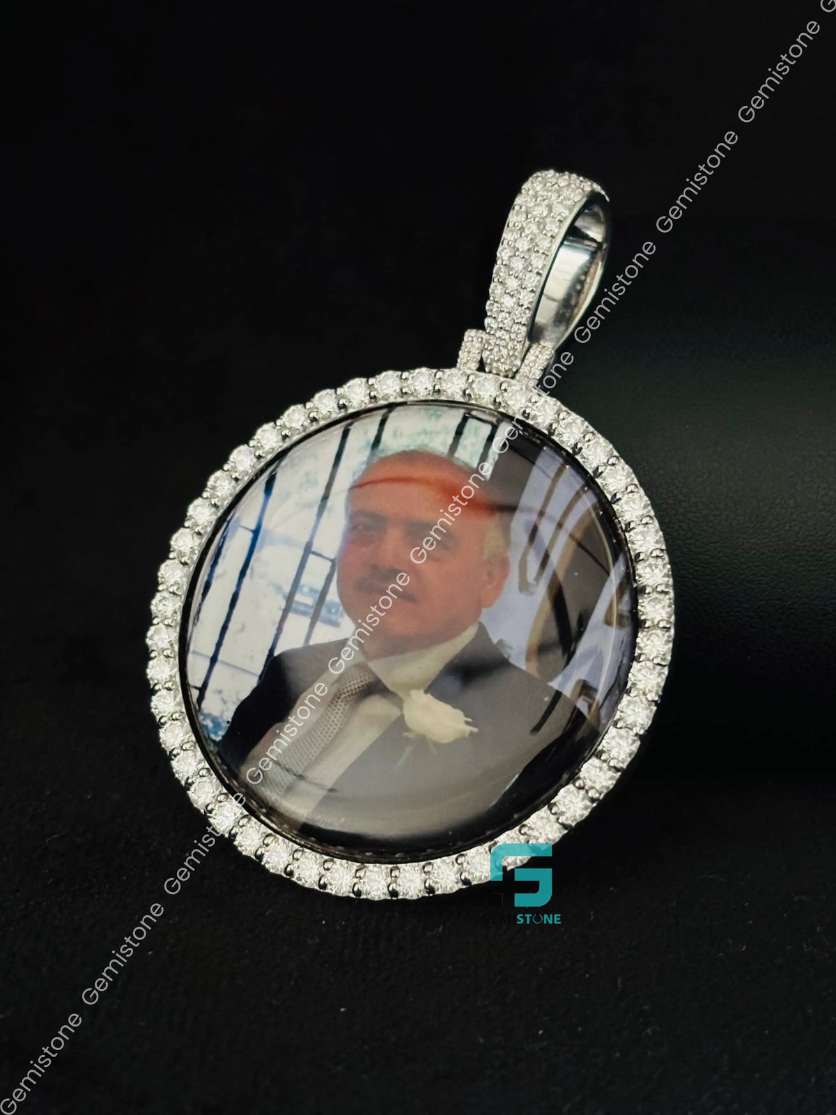 Big Bezel Custom Memory Photo Moissanite Iced Out Pendant