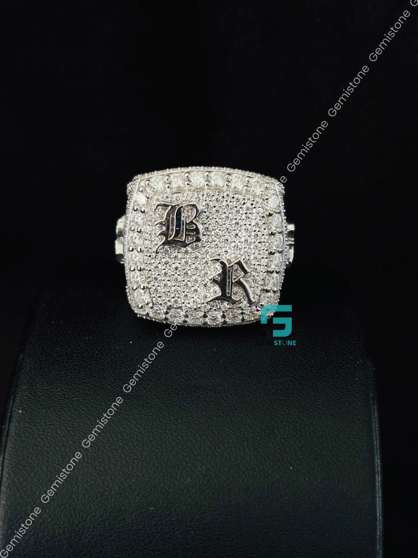 Custom Alphabet Rapper Moissanite Hip Hop Ring For Men