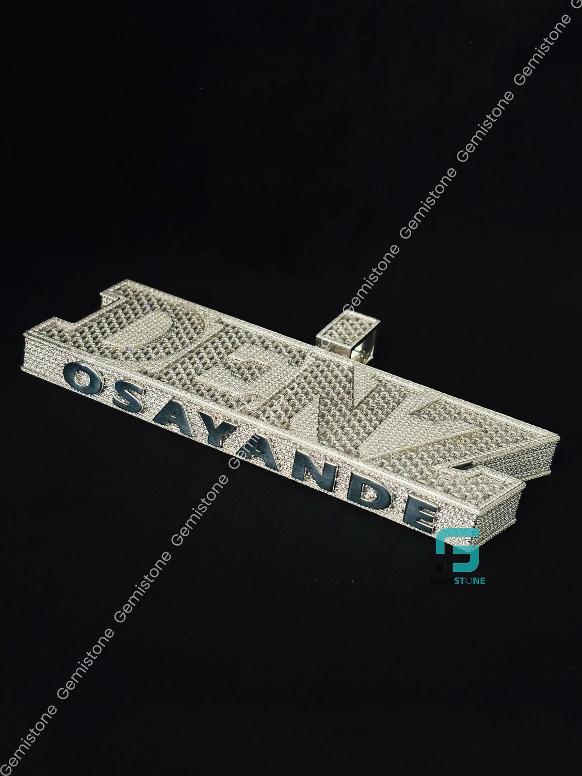 Baguette & Round Moissanite Name DENZ Rappers Pendant