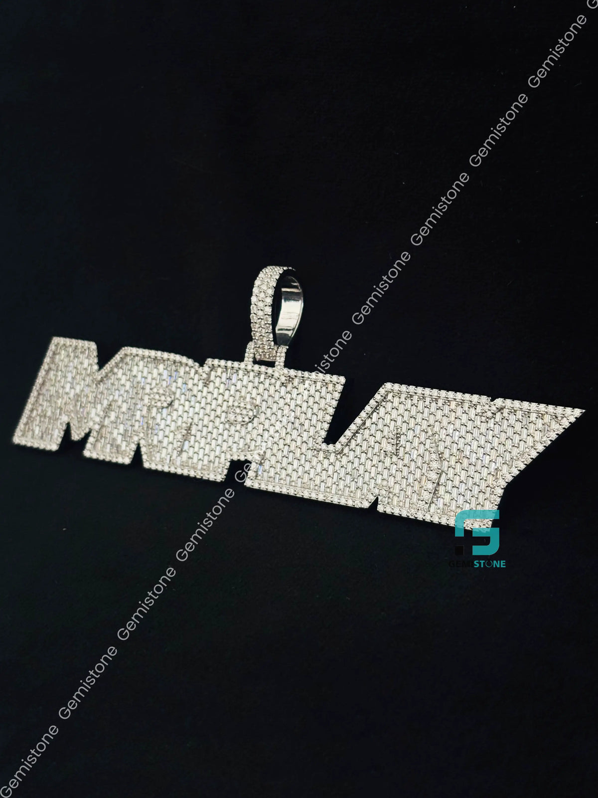 Custom Iced Out MRPLAY Name Moissanite Bust Down Pendant