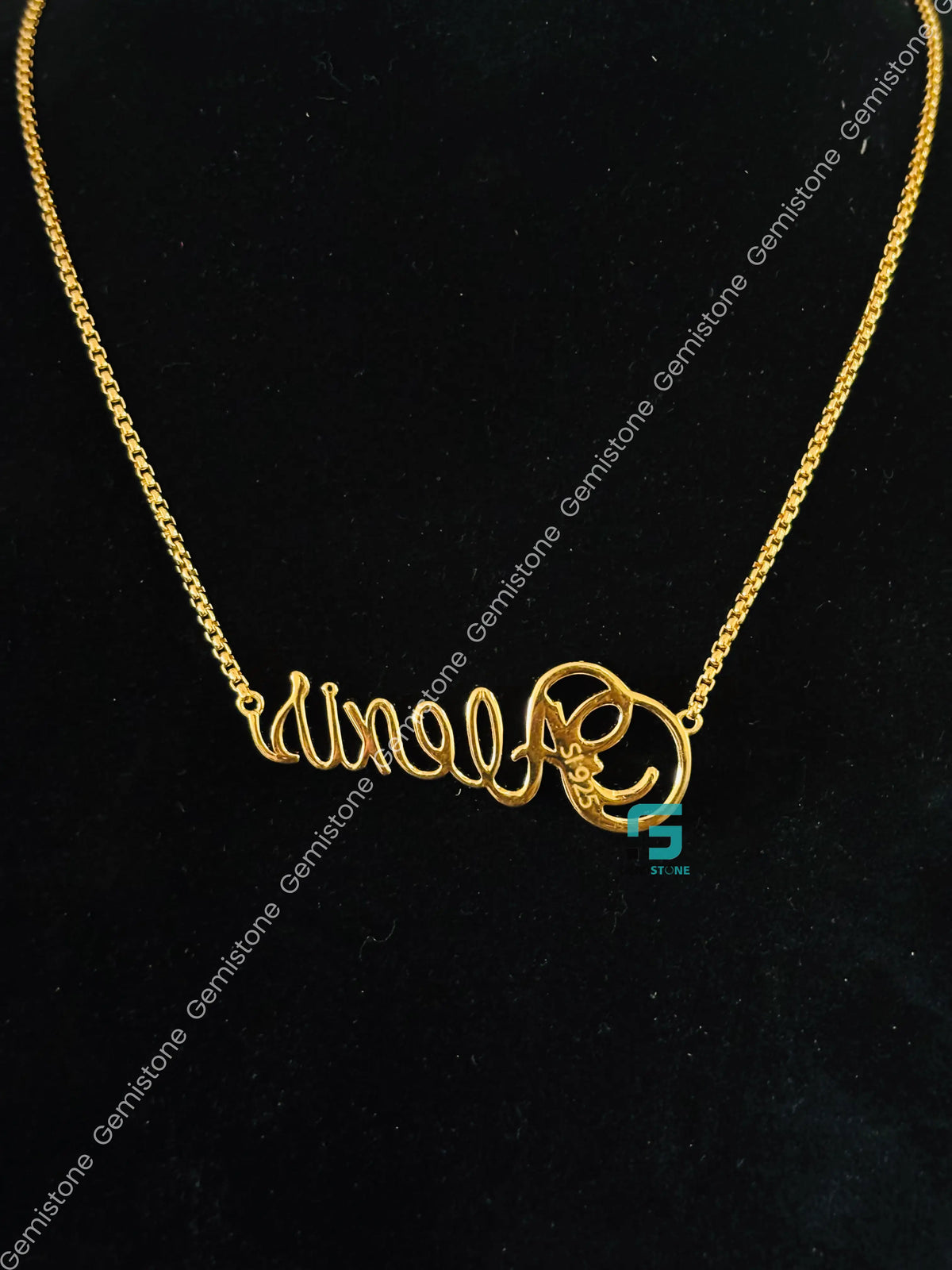 925 Silver Custom Initial Name Moissanite Pendant Necklace