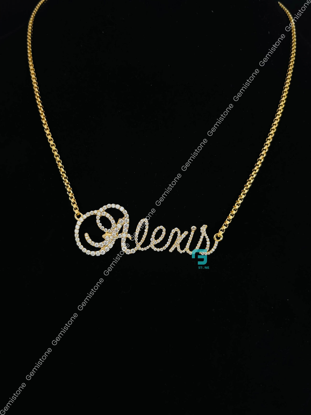 925 Silver Custom Initial Name Moissanite Pendant Necklace
