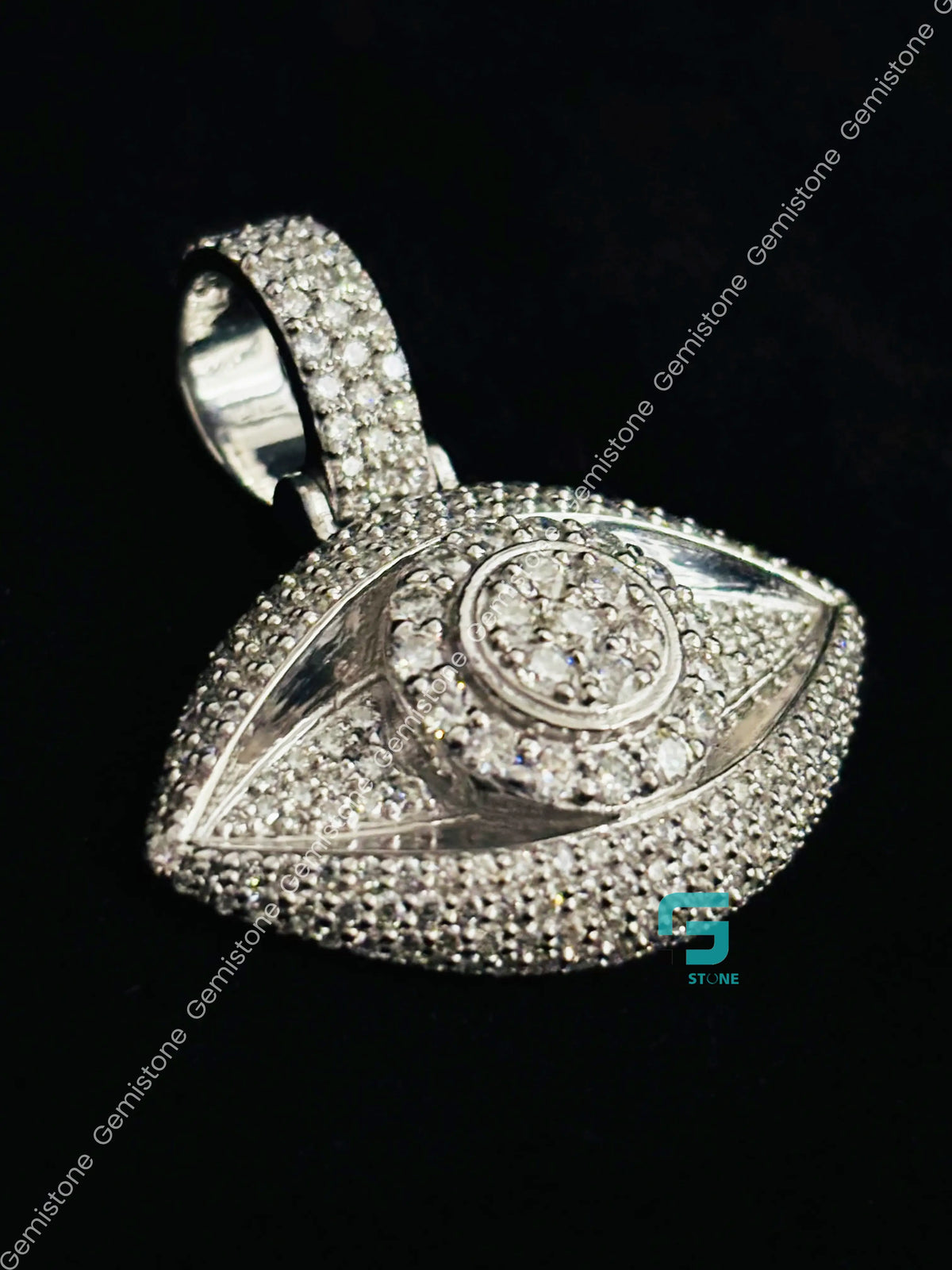 Custom VVS Moissanite Evil Eye Religious Charm Pendant