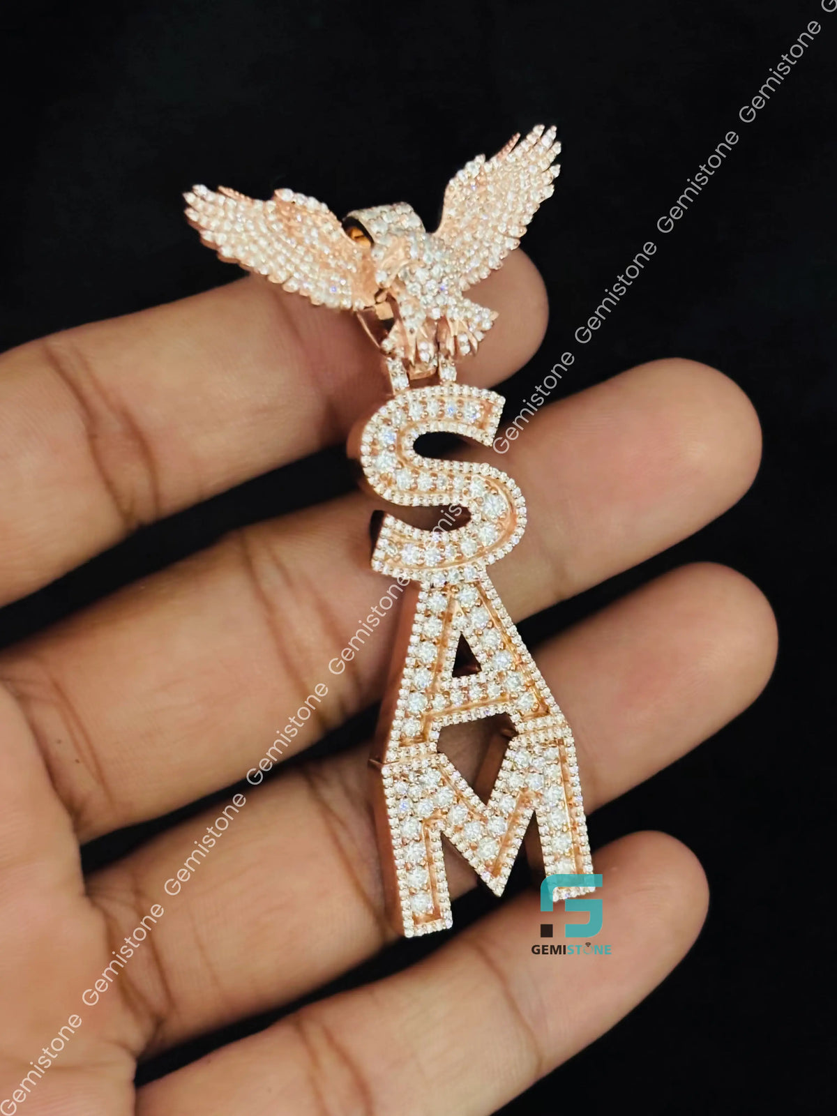 Eagle Bird Moissanite Hip Hop Custom Name Pendant For Men