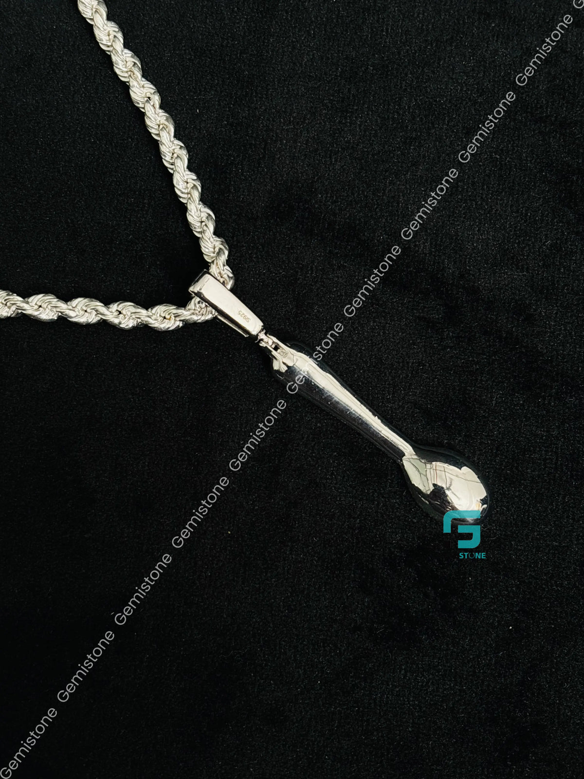 Baguette Moissanite Dainty Spoon Iced Out Charm Pendant