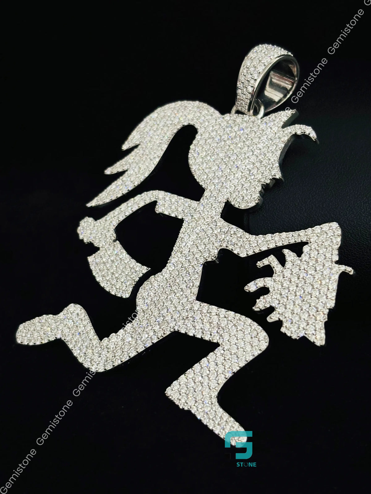 Hatchetgirl Iced Out Boy Head Charm Moissanite Pendant