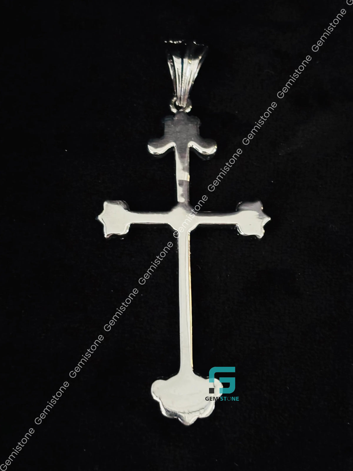 Jesus Cross Moissanite Ruby Hip Hop Pendant 925 Silver