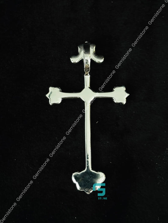 925 Silver Custom Ruby Jesus Cross Moissanite Charm Pendant