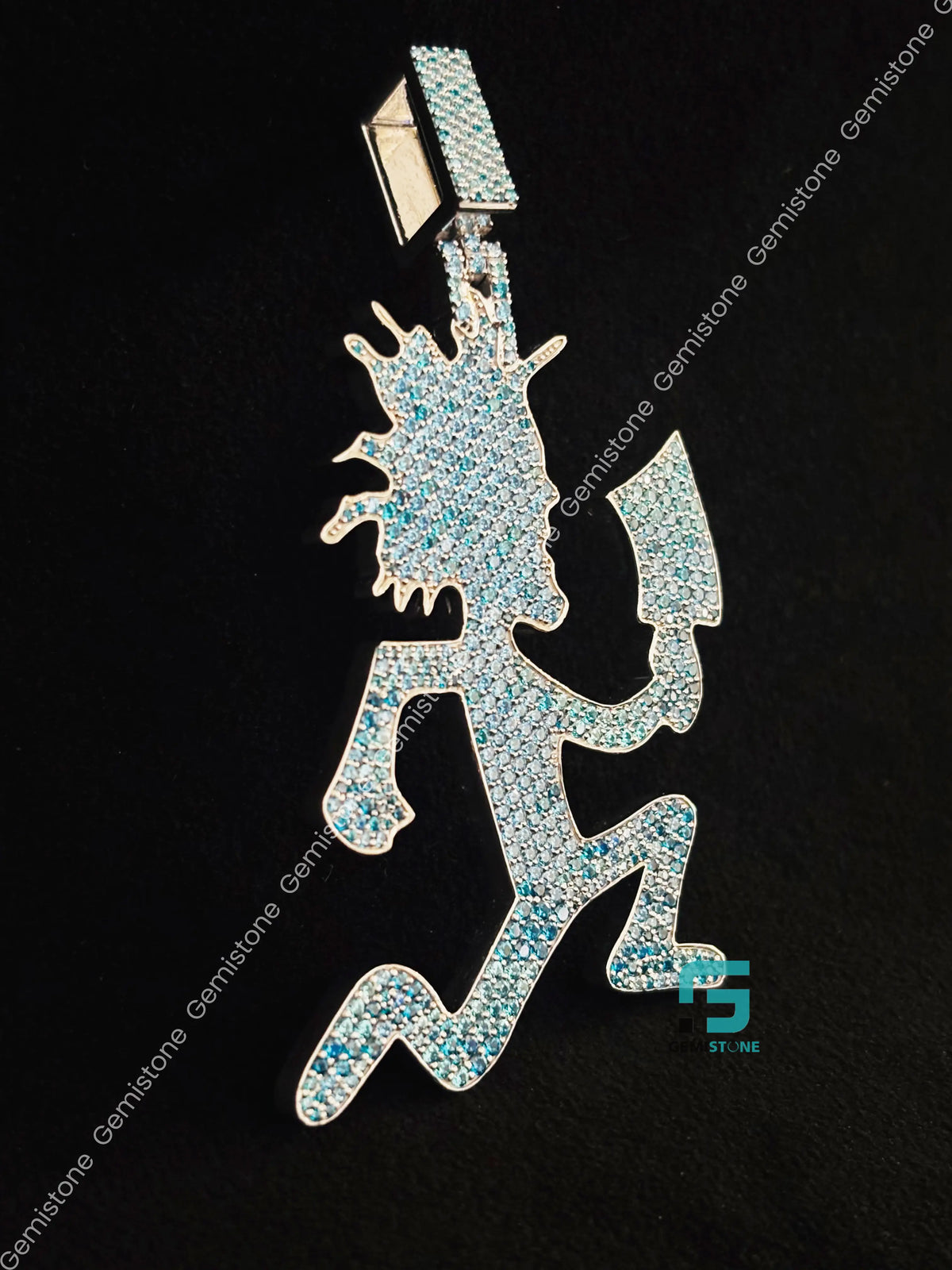 925 Silver Sky Blue Diamond Cartoon Hip Hop Hatchet Pendant