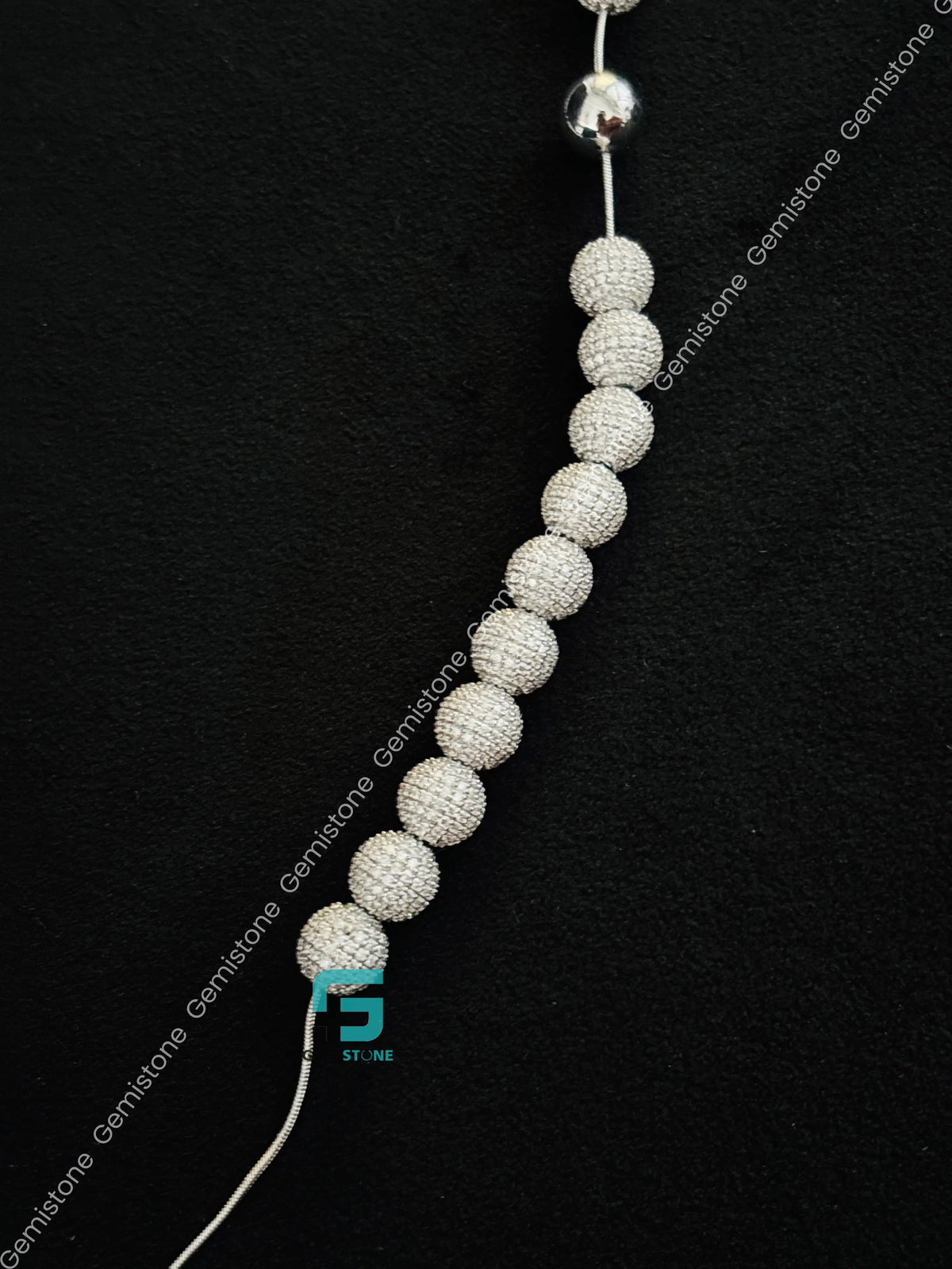 Rosary Beads Moissanite Jesus Iced Out Chain in 925 Silver