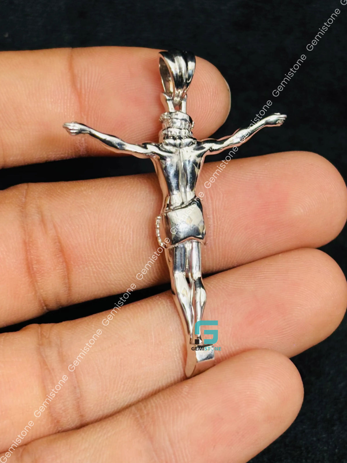 925 Sterling Silver Round Cut Moissanite Jesus Pendant For Unisex