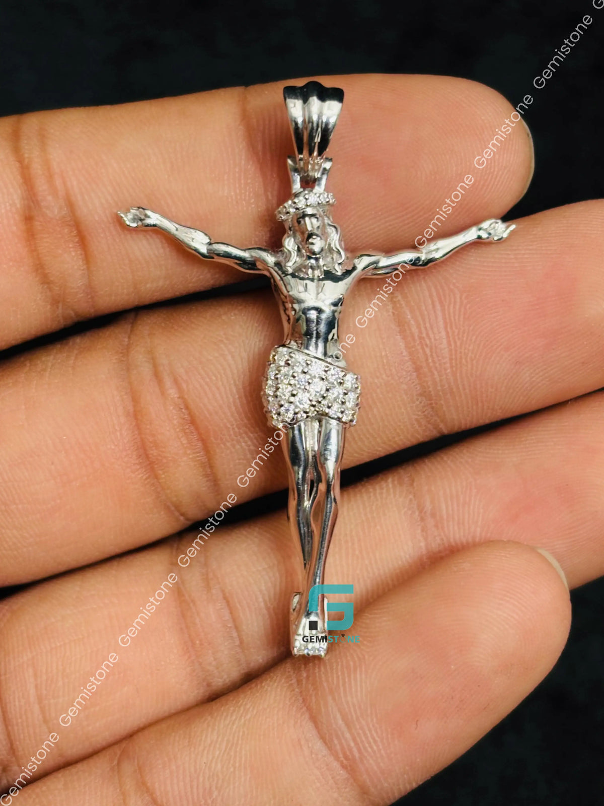 925 Sterling Silver Round Cut Moissanite Jesus Pendant For Unisex