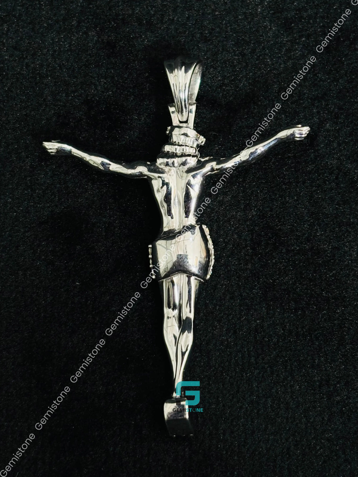 925 Sterling Silver Round Cut Moissanite Jesus Pendant For Unisex