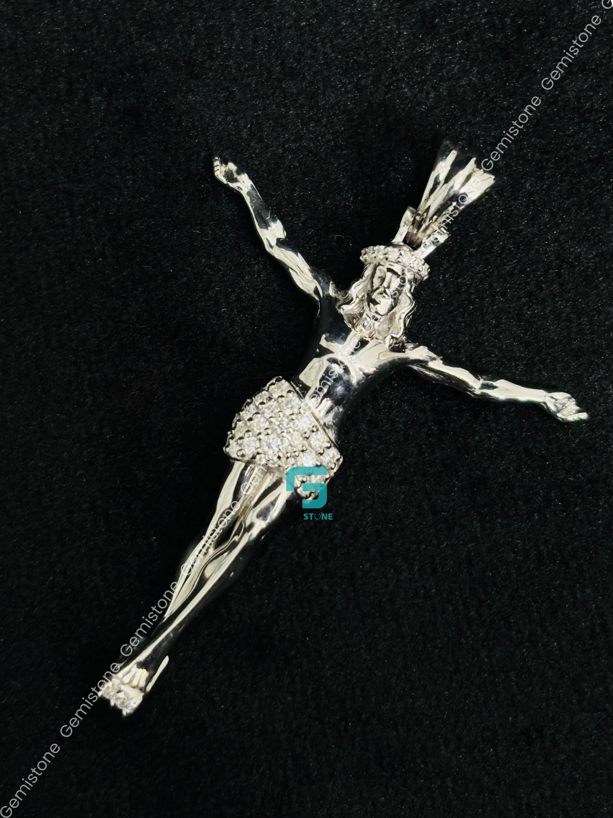 925 Sterling Silver Round Cut Moissanite Jesus Pendant For Unisex