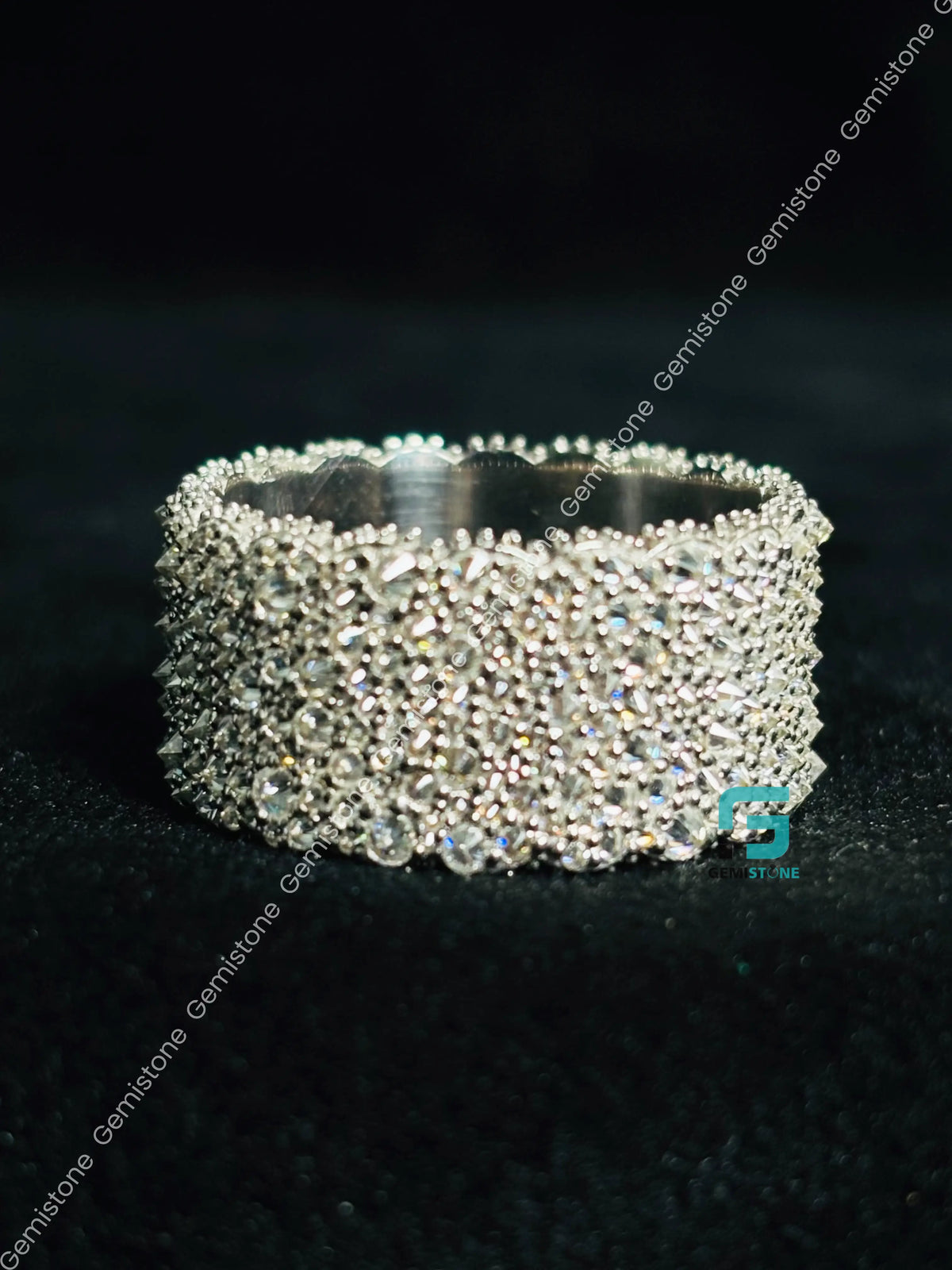 Upside Down Round Cut Moissanite Reverse Diamond Hip Hop Ring