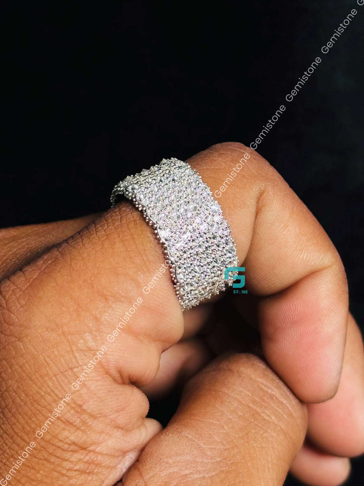 Upside Down Round Cut Moissanite Reverse Diamond Hip Hop Ring