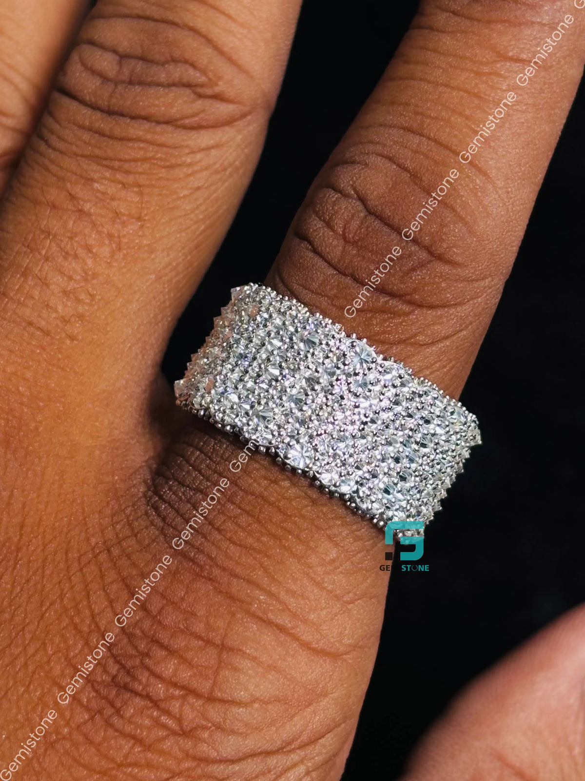 Upside Down Round Cut Moissanite Reverse Diamond Hip Hop Ring