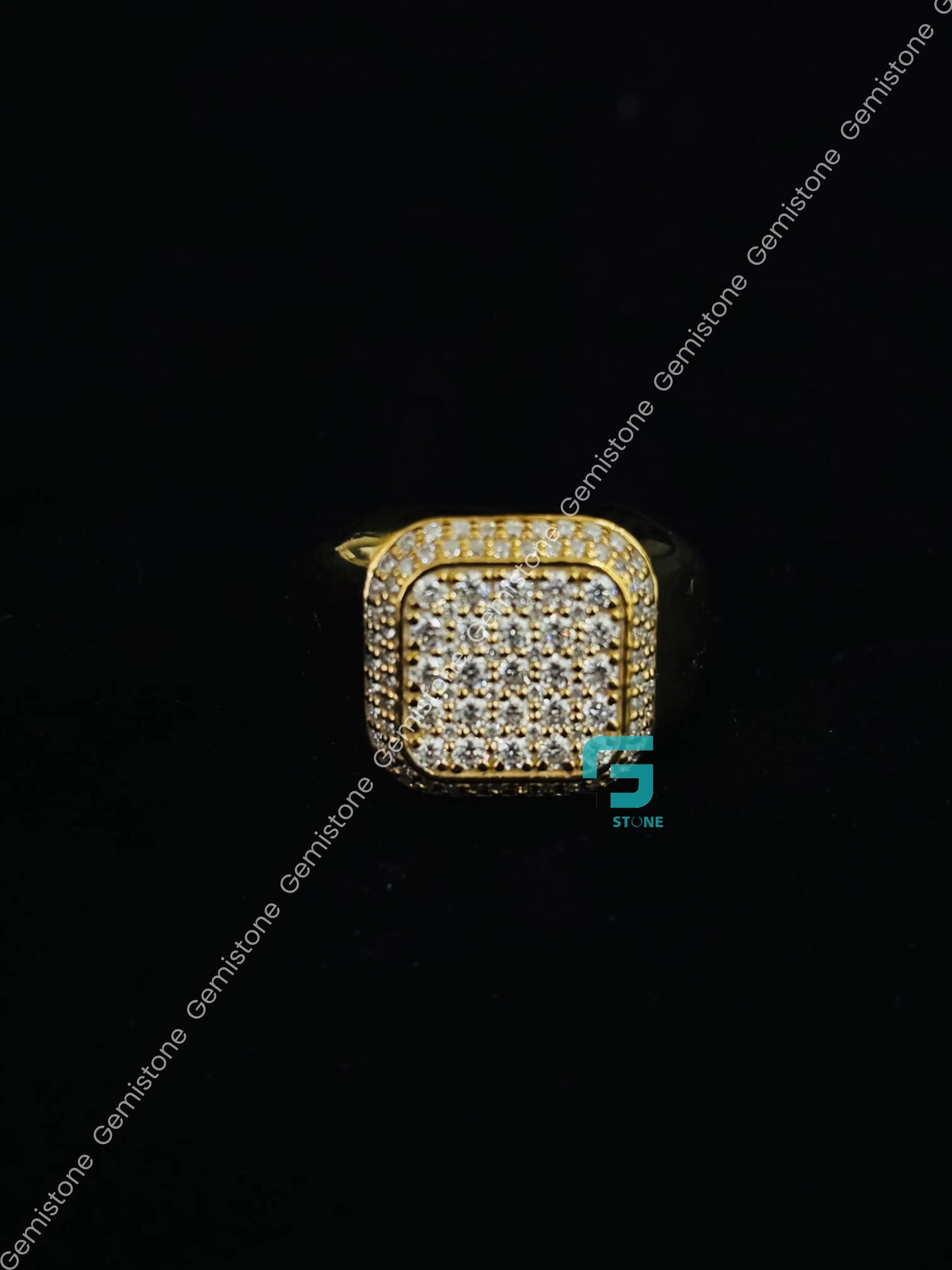 Round Cut Hip Hop Moissanite Signet Ring For Unisex