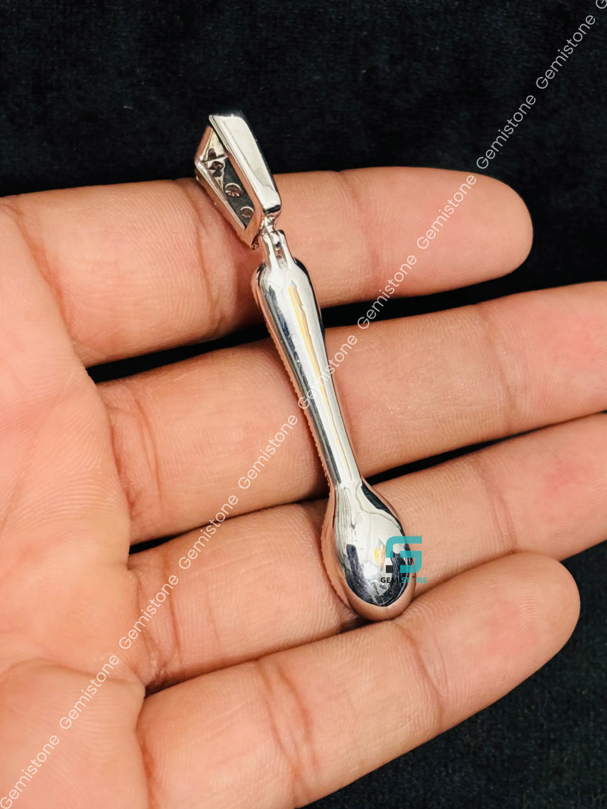 Baguette Moissanite Dainty Spoon Iced Out Charm Pendant