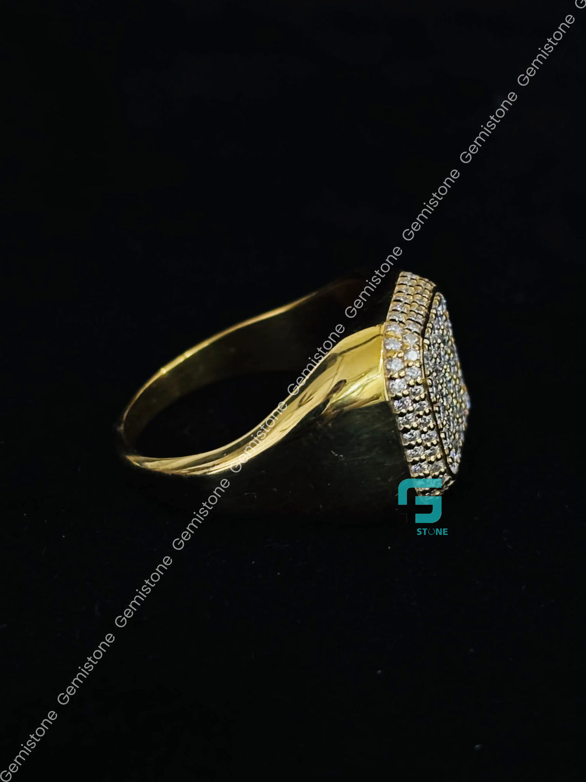 925 Silver Iced Out Moissanite Hip Hop Signet Ring for Men