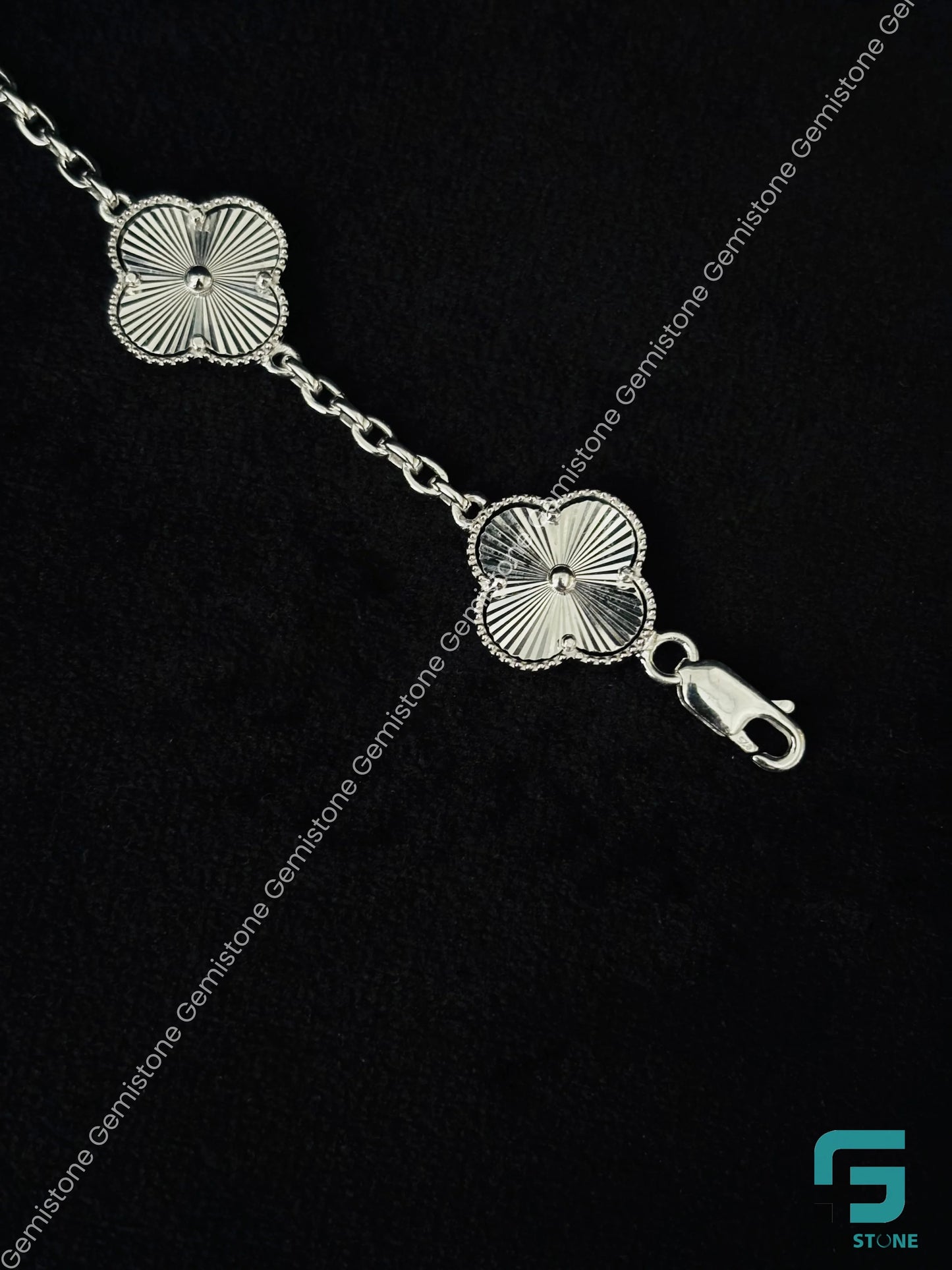 925 Solid Sterling Silver Four Leaf Clover Bracelet