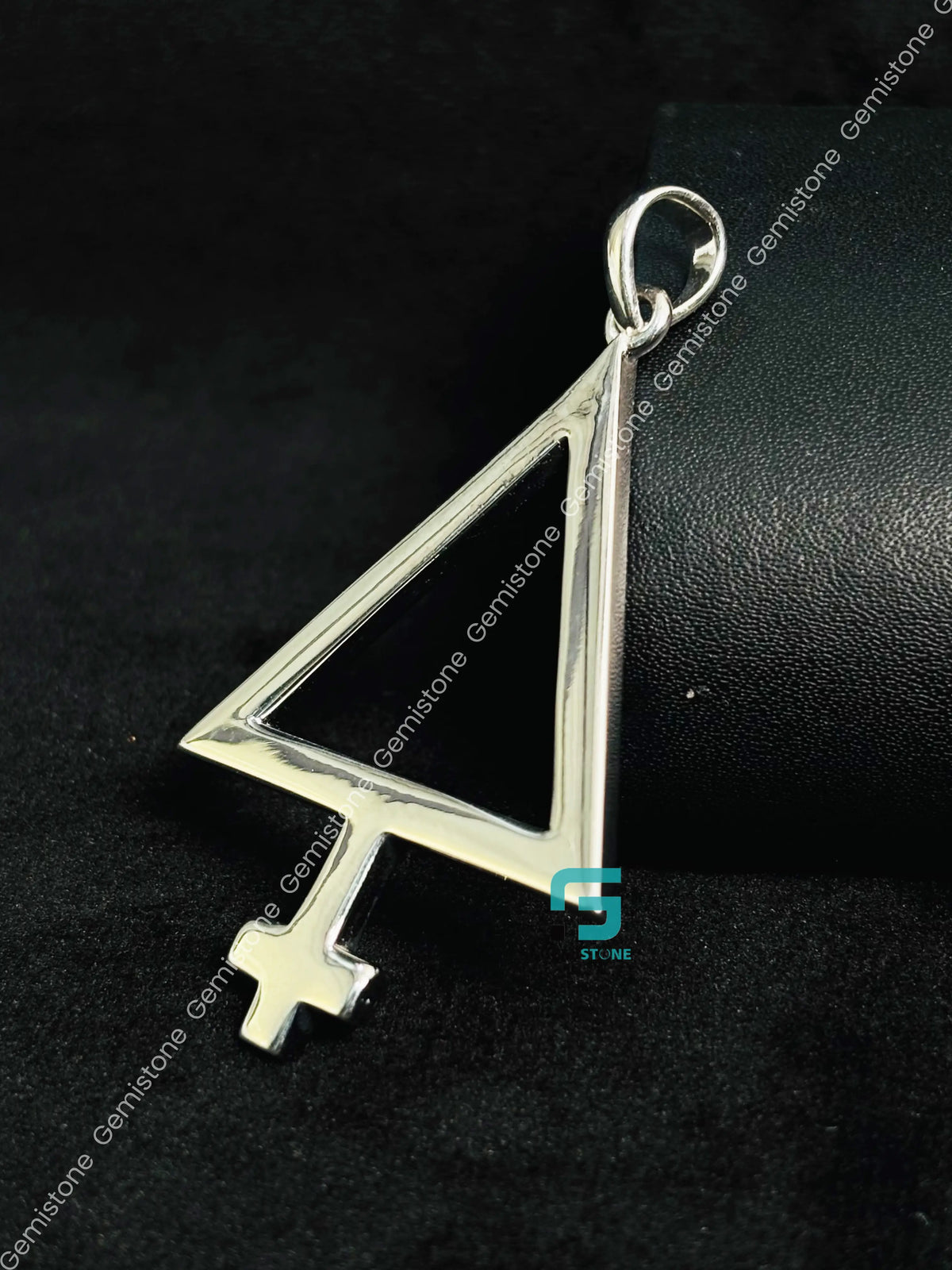 Solid 925 Sterling Silver Alchemy Sulfur Pendant For Unisex