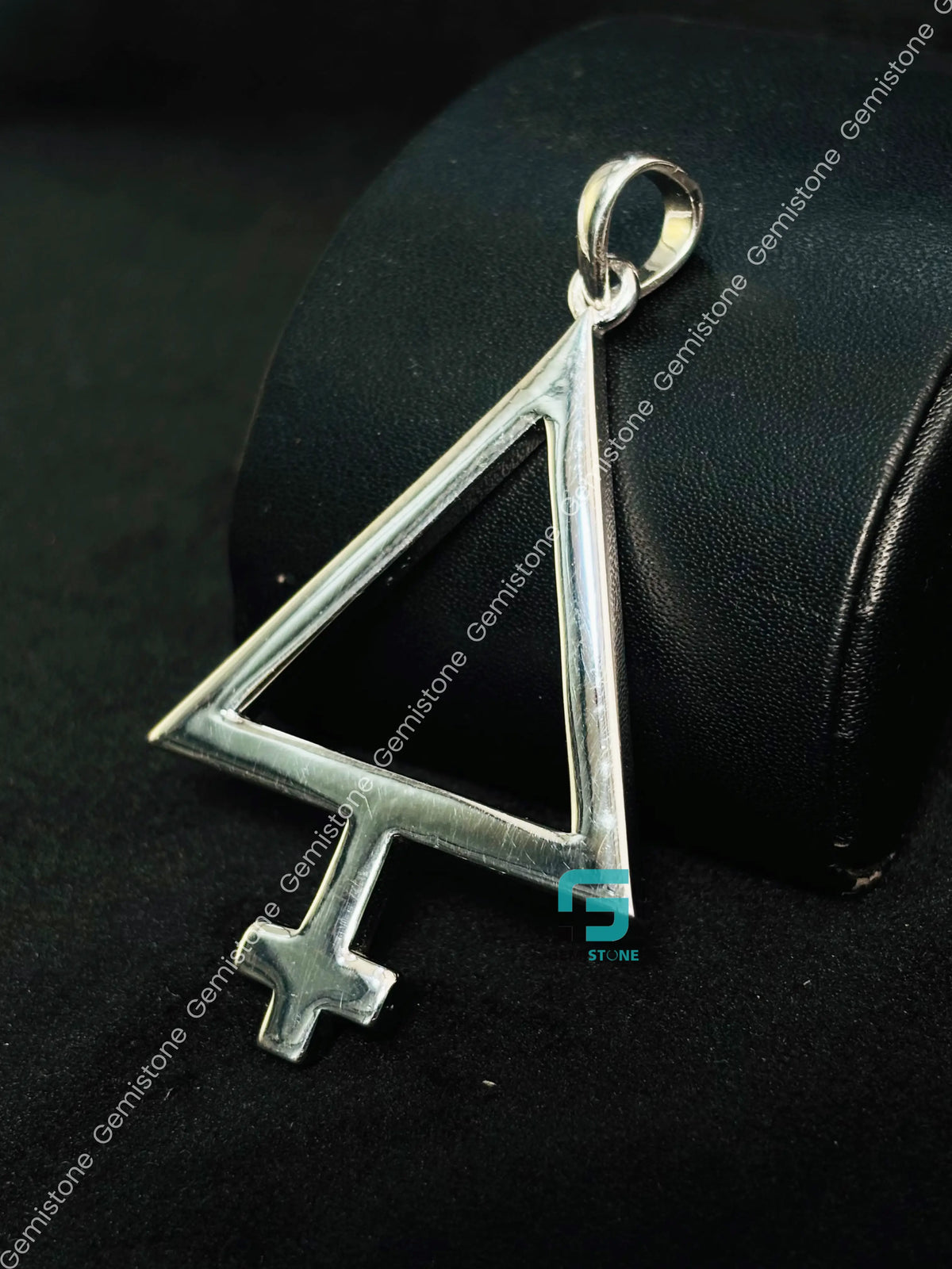Solid 925 Sterling Silver Alchemy Sulfur Pendant For Unisex