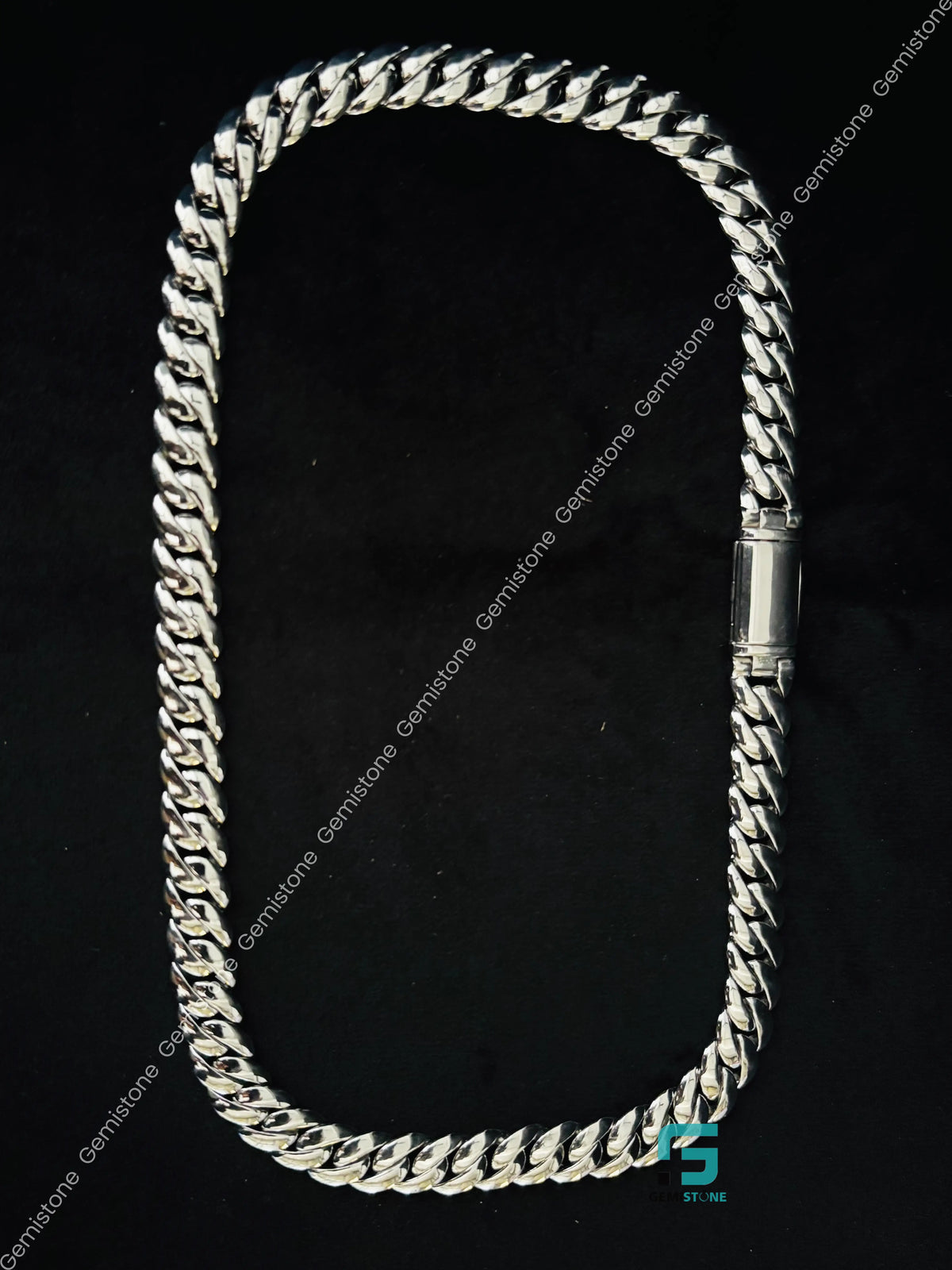 925 Silver 12MM Plain Miami Cuban Link Chain For Men