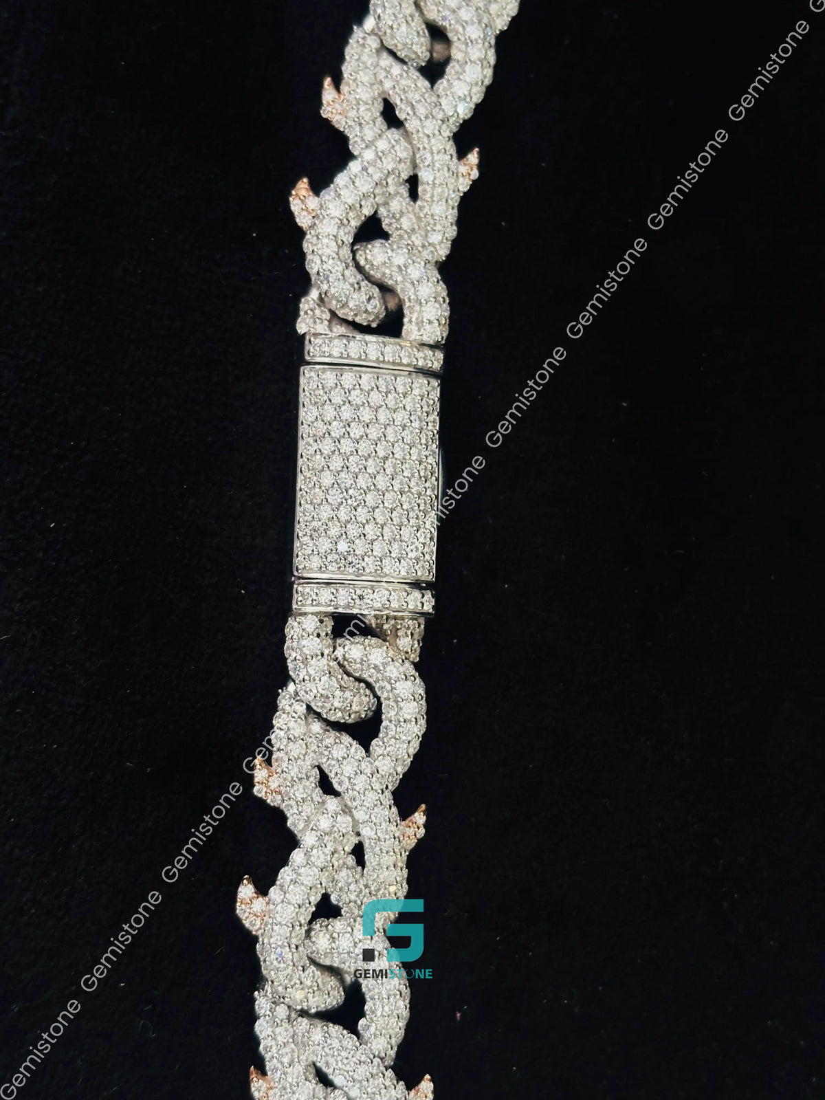 13MM Cuban Link Thorn Crown Moissanite Chain For Men