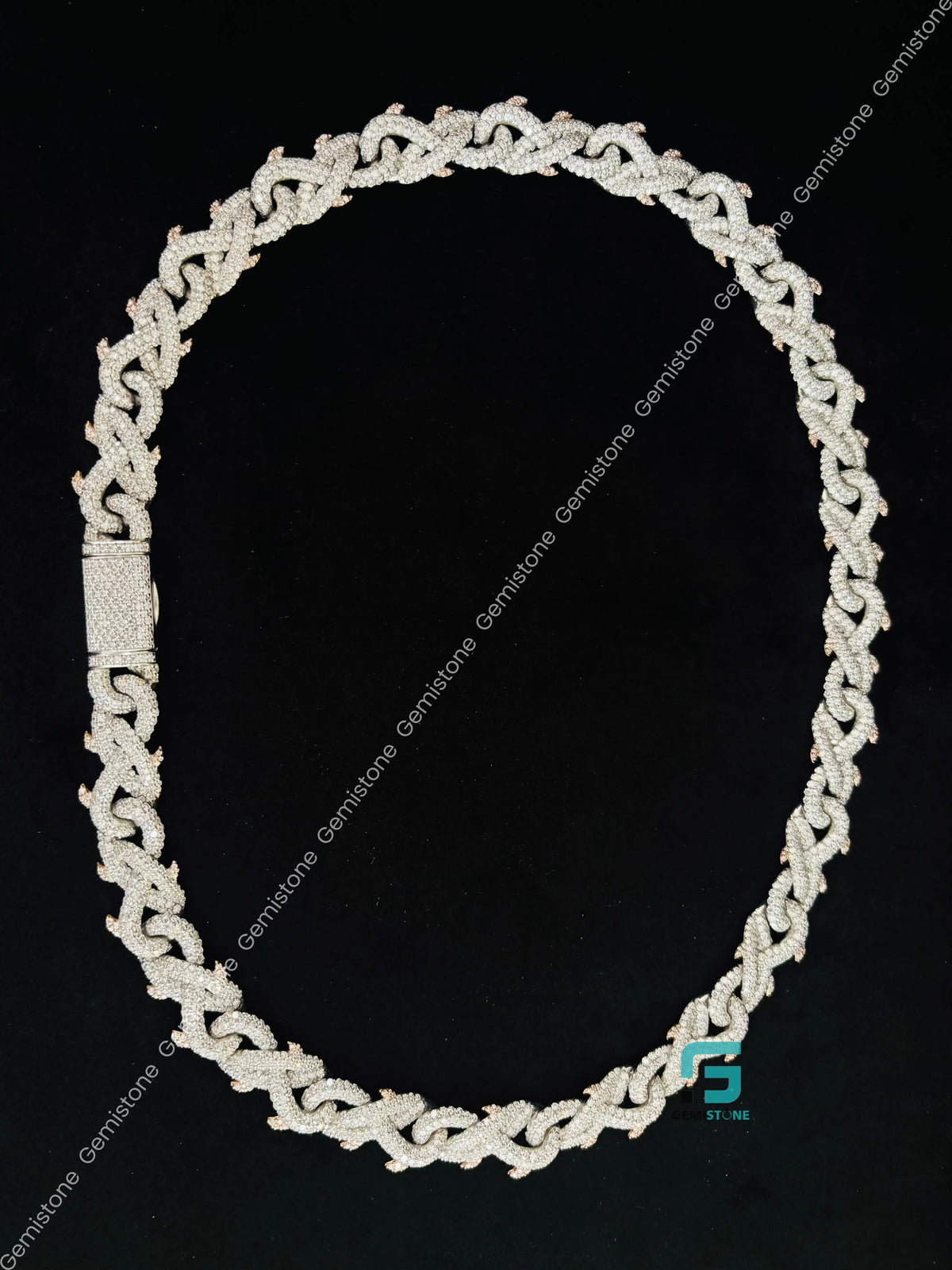 13MM Cuban Link Thorn Crown Moissanite Chain For Men